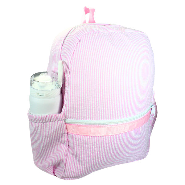 Medium Backpack w/Pockets Light Pink Seersucker by Mint Sweet Little Things