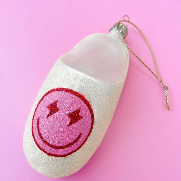 Pink Smiley Face Slipper Ornament