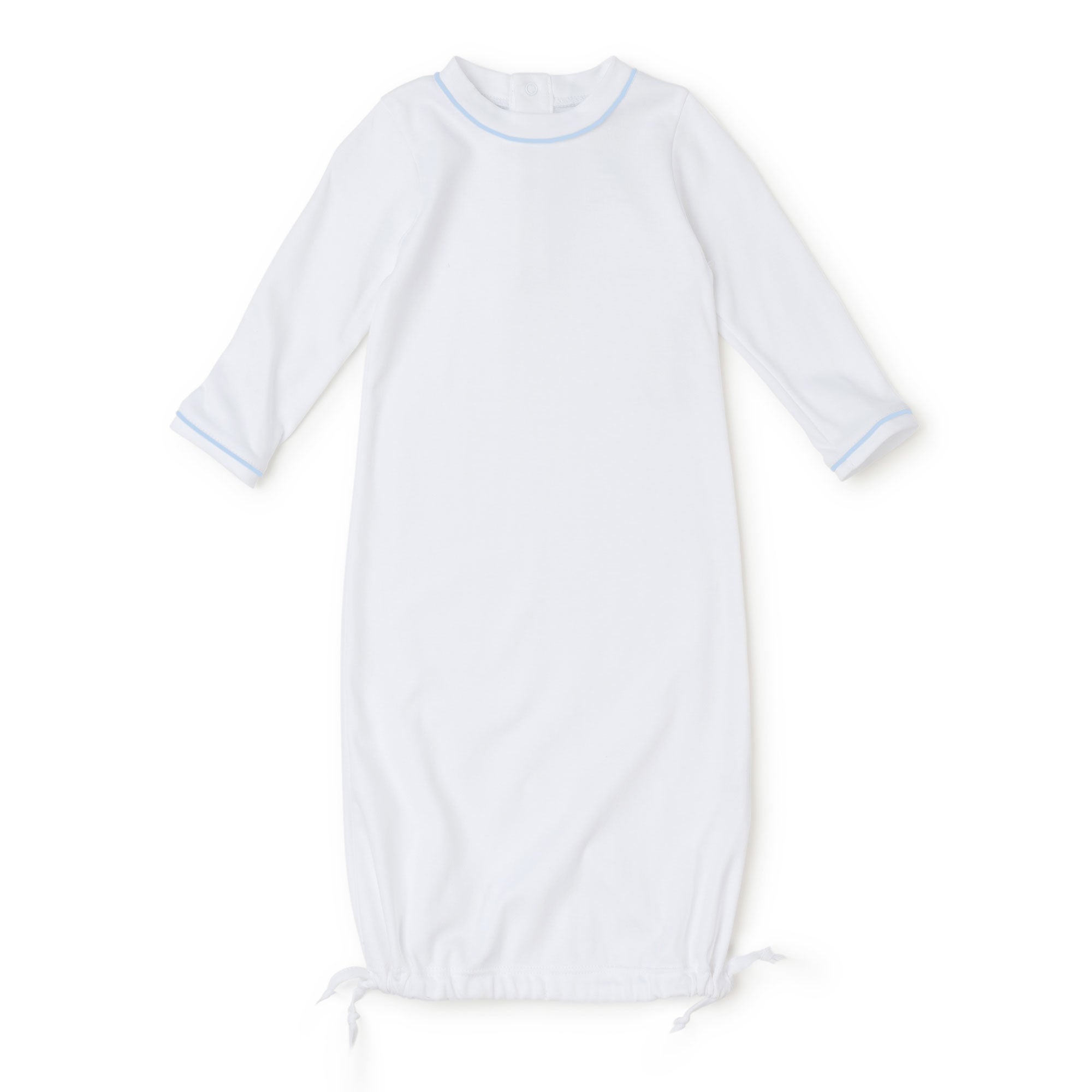 Baby Shop: George Pima Cotton Daygown with Monogram - White with Light Blue Piping