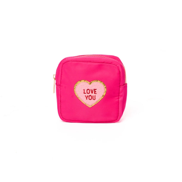 Small Pouch w/ Valentine's Day Conversation Hearts - White