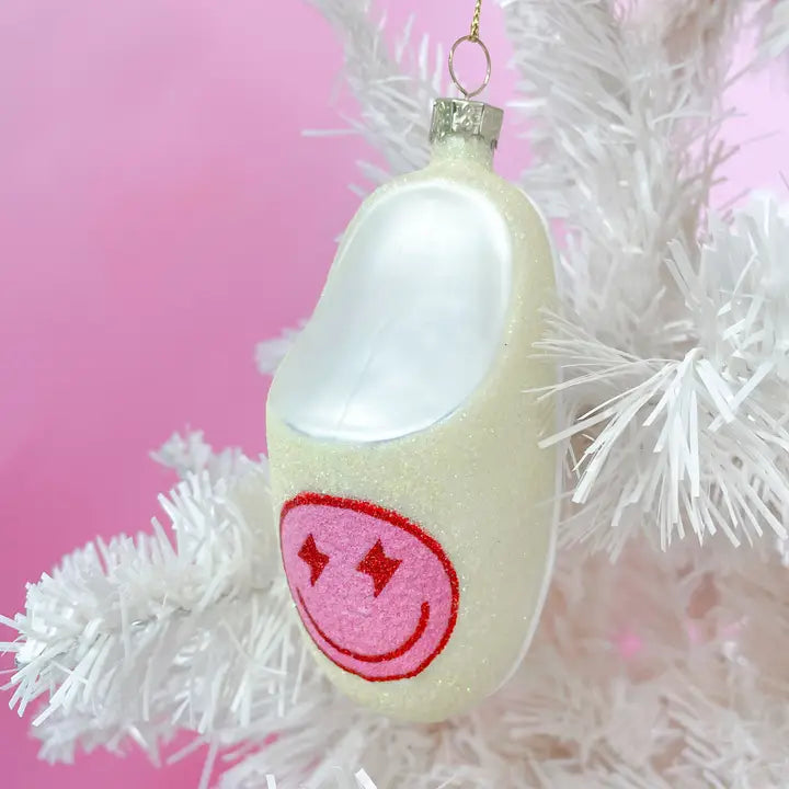 Pink Smiley Face Slipper Ornament