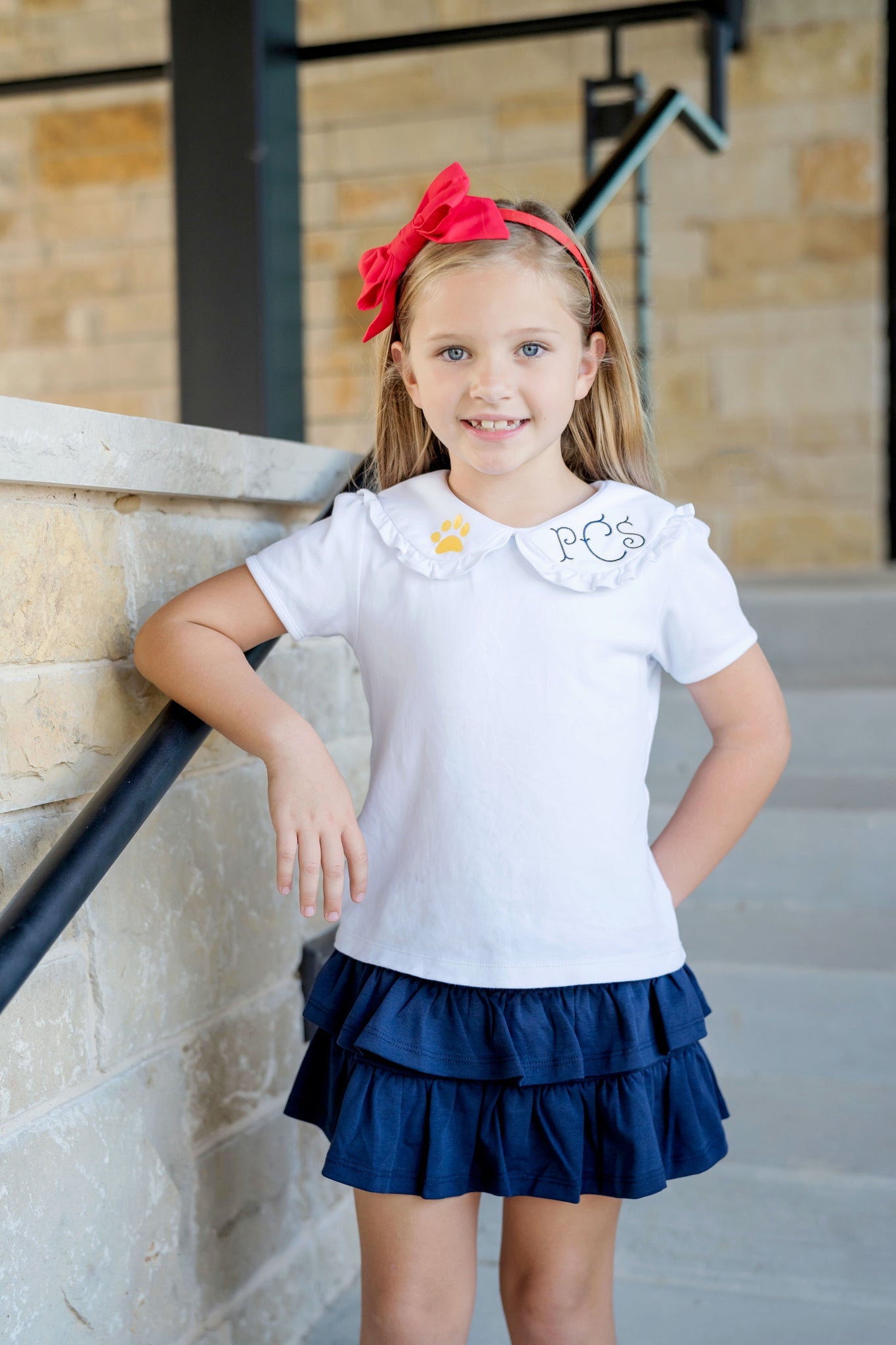 Uniform Maggie Girls' Tiered Skirt - Navy