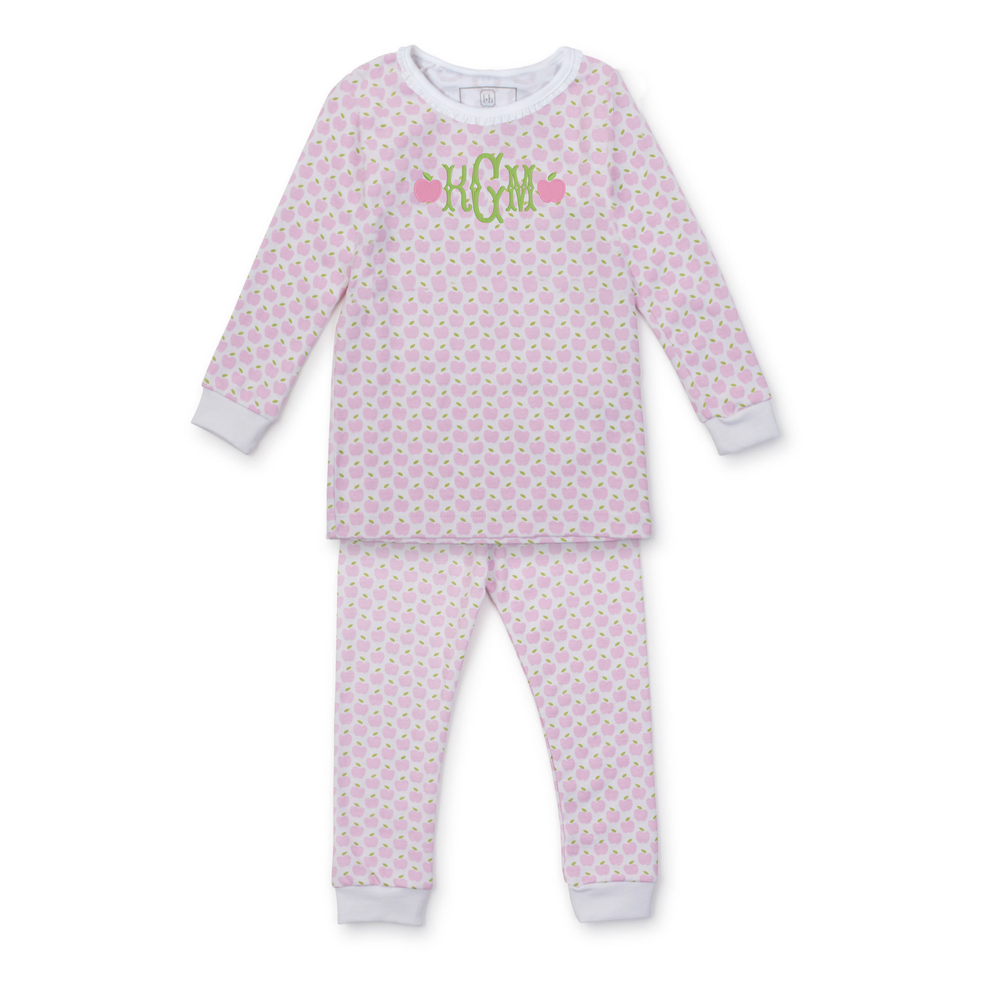 SALE Ava Girls' Pima Cotton Pajama Pant Set - Apples Pink