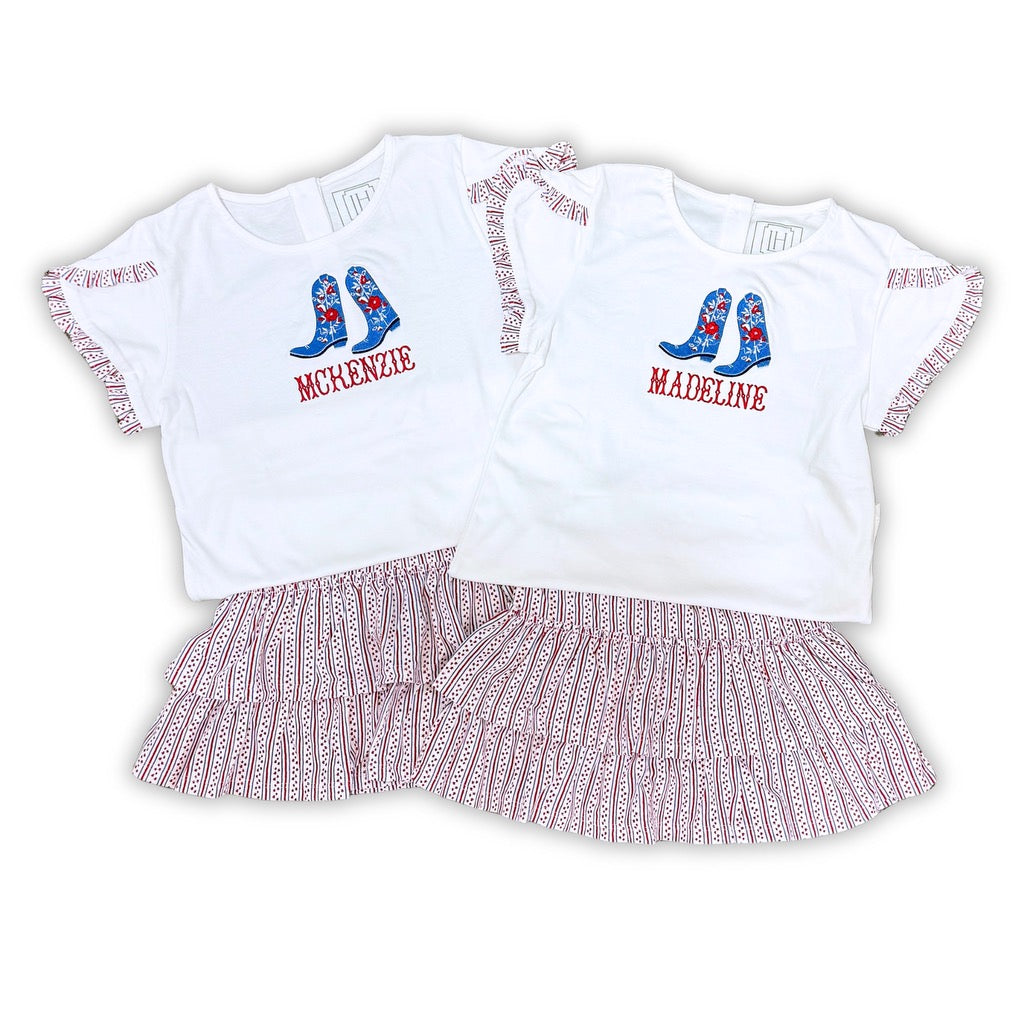 SALE Winnie Girls' Pima Cotton Skirt Set - Stars and Stripes