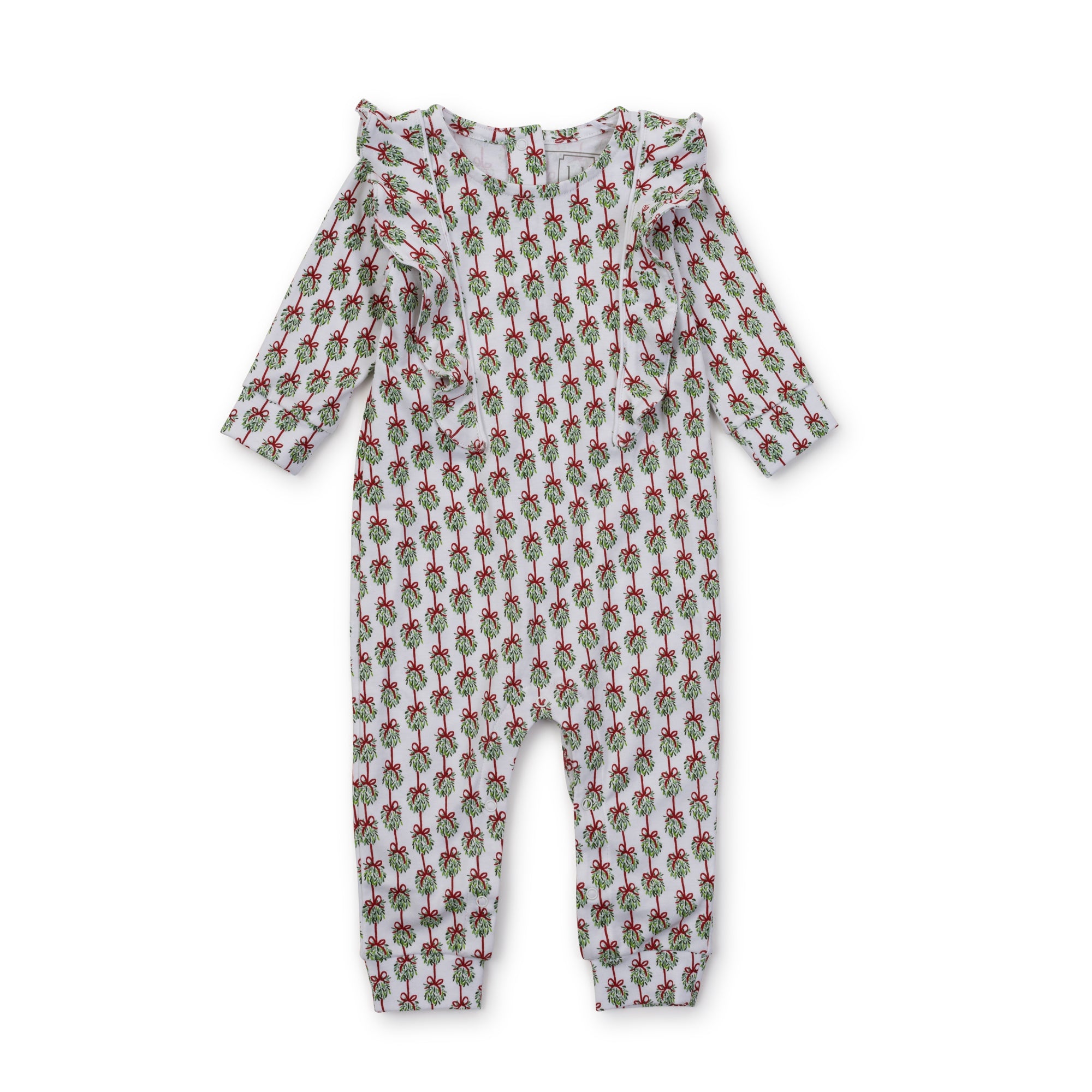 SALE Evelyn Girls' Pima Cotton Romper - Merry Mistletoe