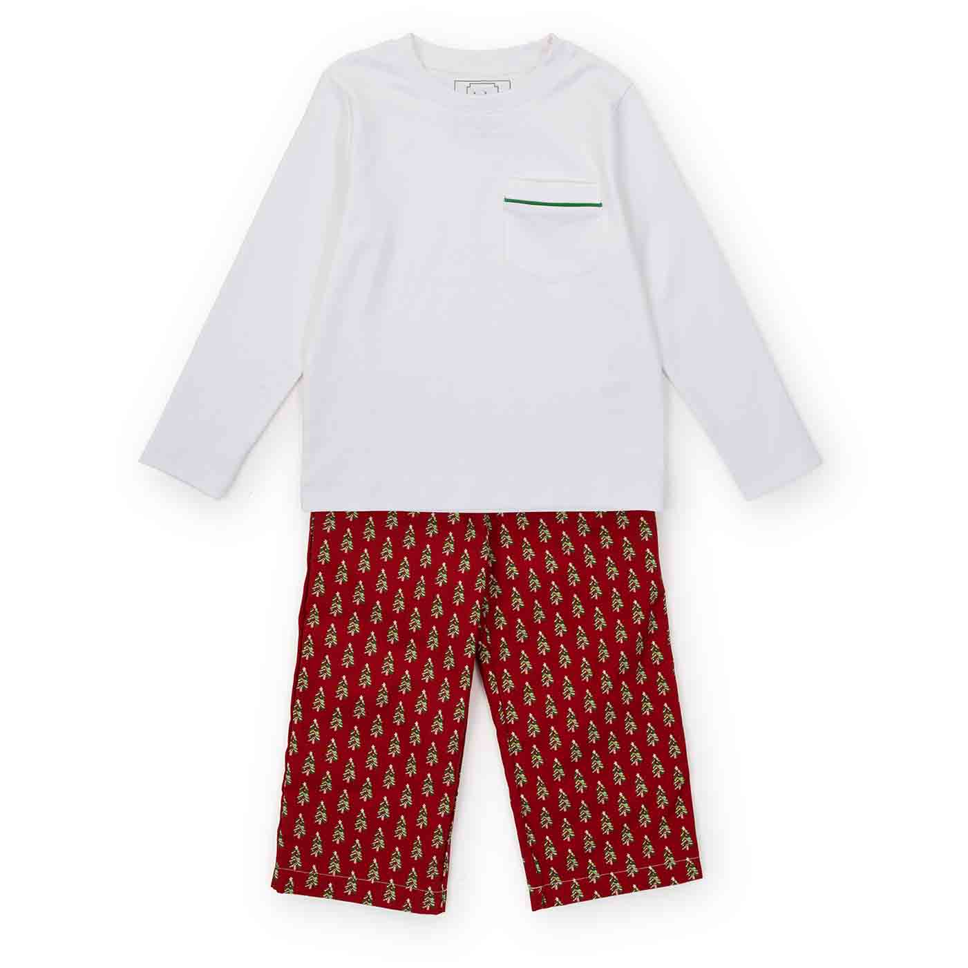 Harry Boys' Pima Cotton Pant Set - Oh Christmas Tree Red