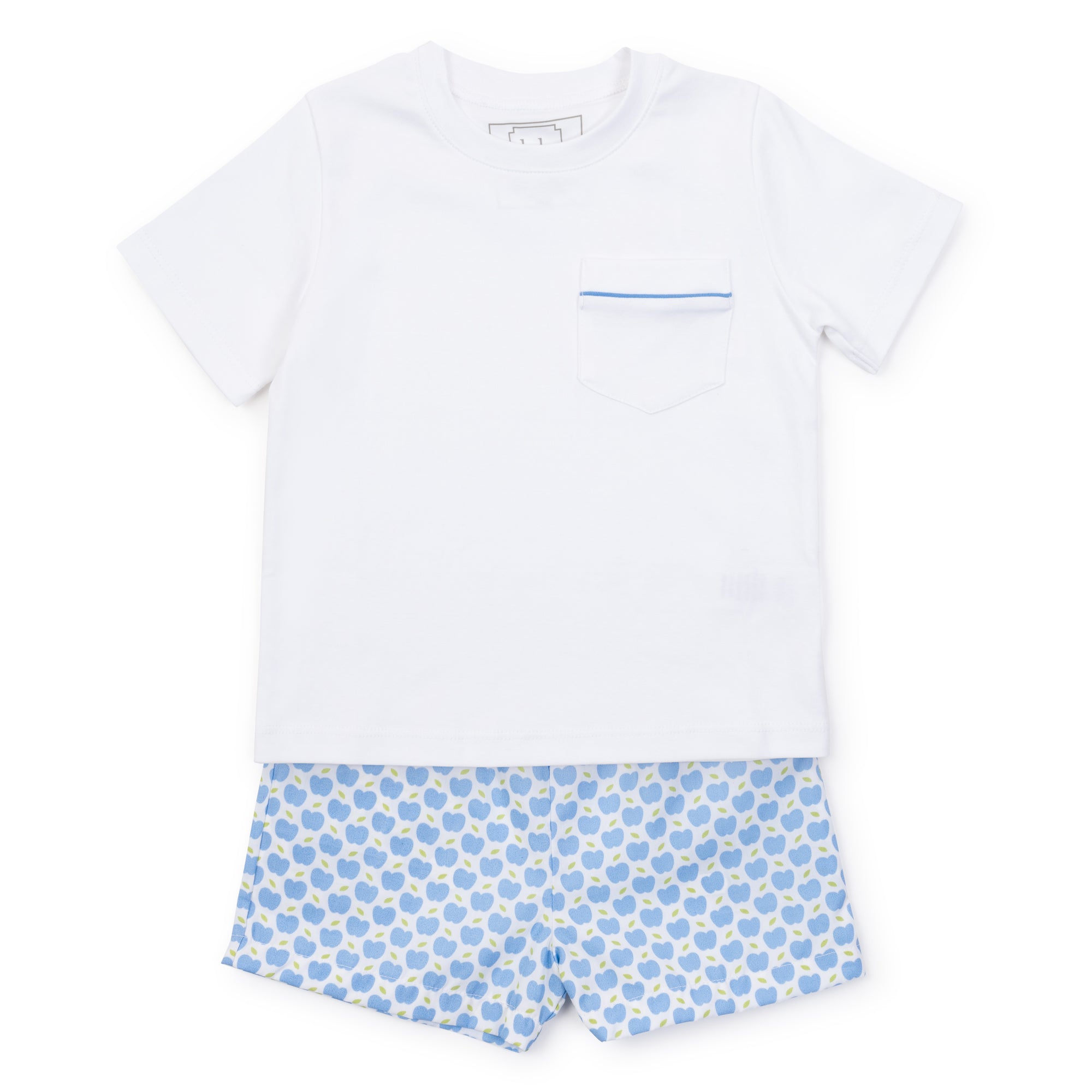 SALE Hudson Boys' Pima Cotton Short Set - Apples Blue