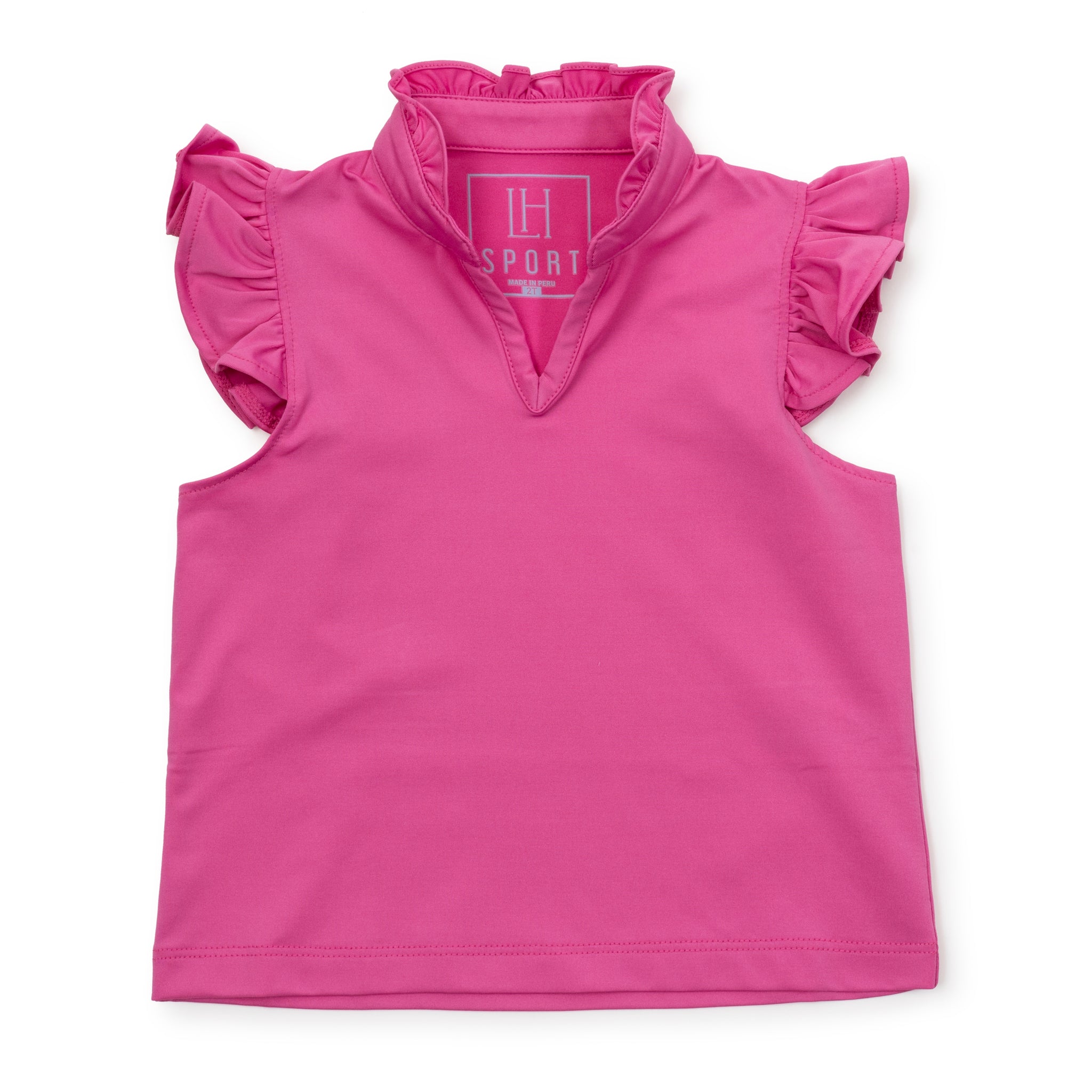 Ellie Girls' Sleeveless Ruffled Top by LH Sport - Hot Pink