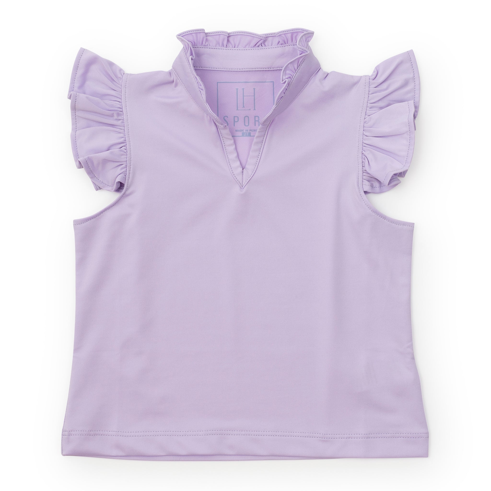 Ellie Girls' Sleeveless Ruffled Top by LH Sport - Lavender