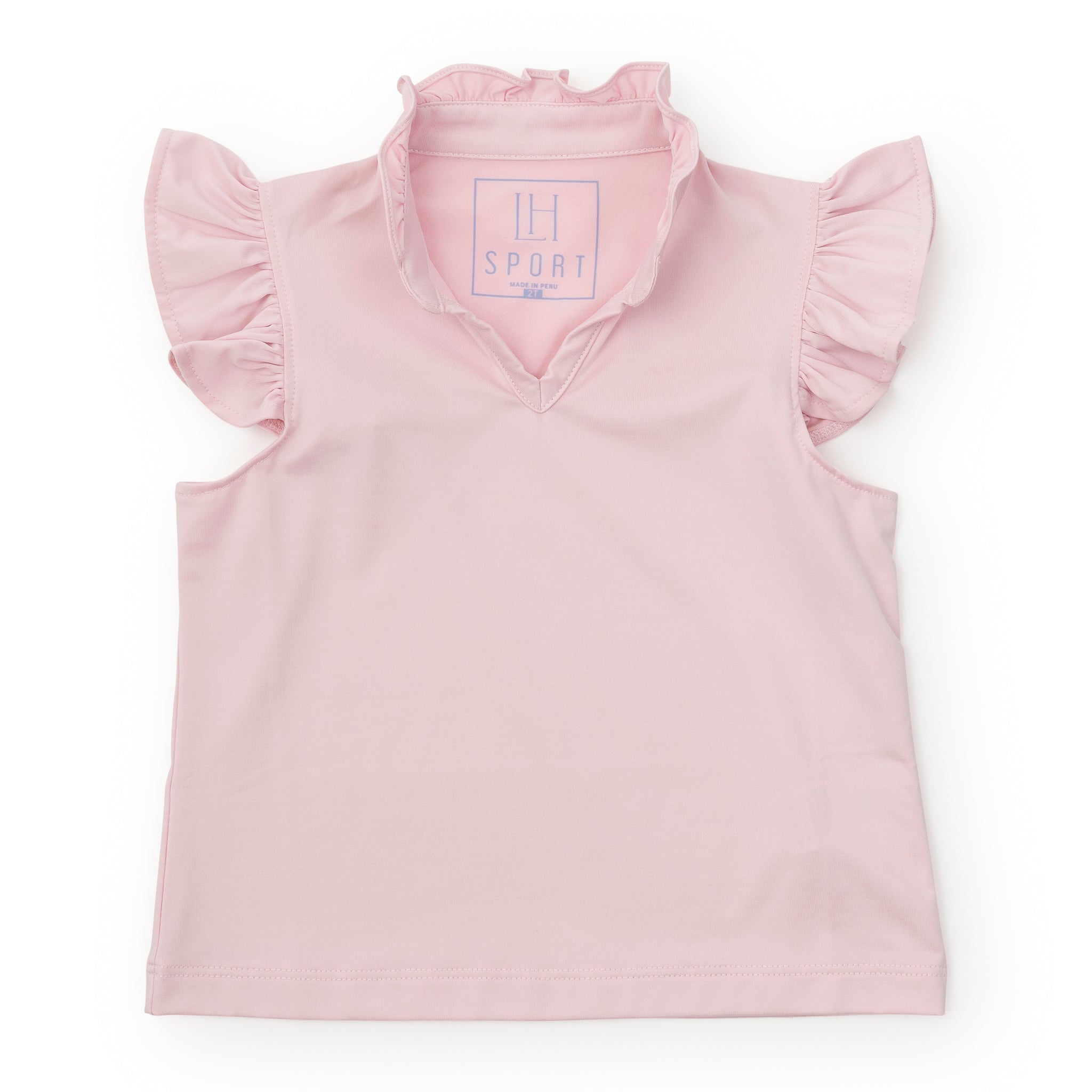 Ellie Girls' Sleeveless Ruffled Top by LH Sport - Light Pink