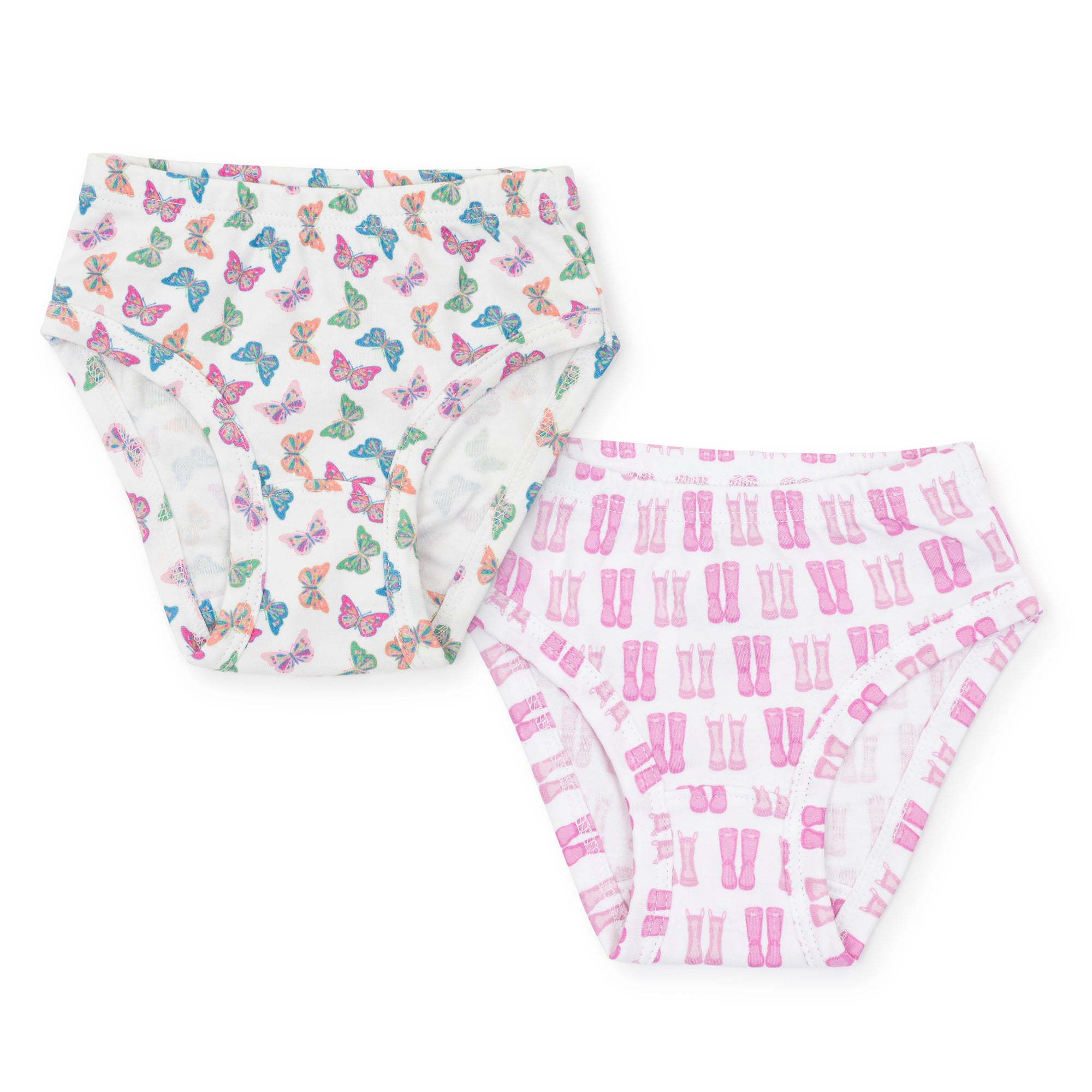 SALE Lauren Girls' Pima Cotton Underwear Set - Bright Butterflies/Puddle Jumping Pink