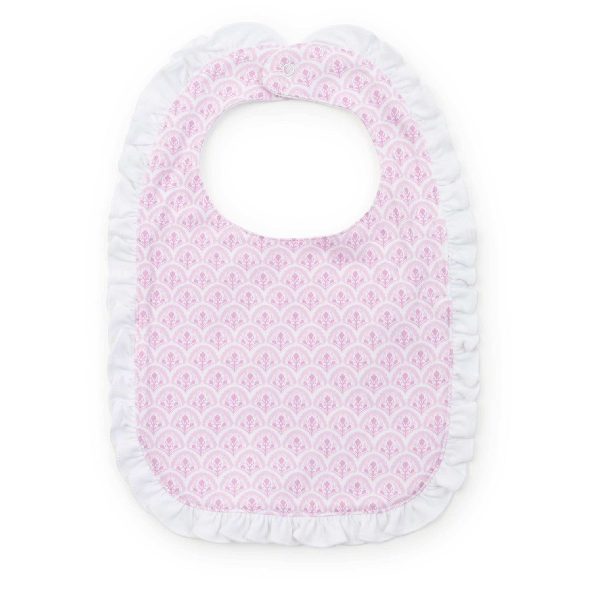 Ruffled Girls' Bib - Scalloped in Pink