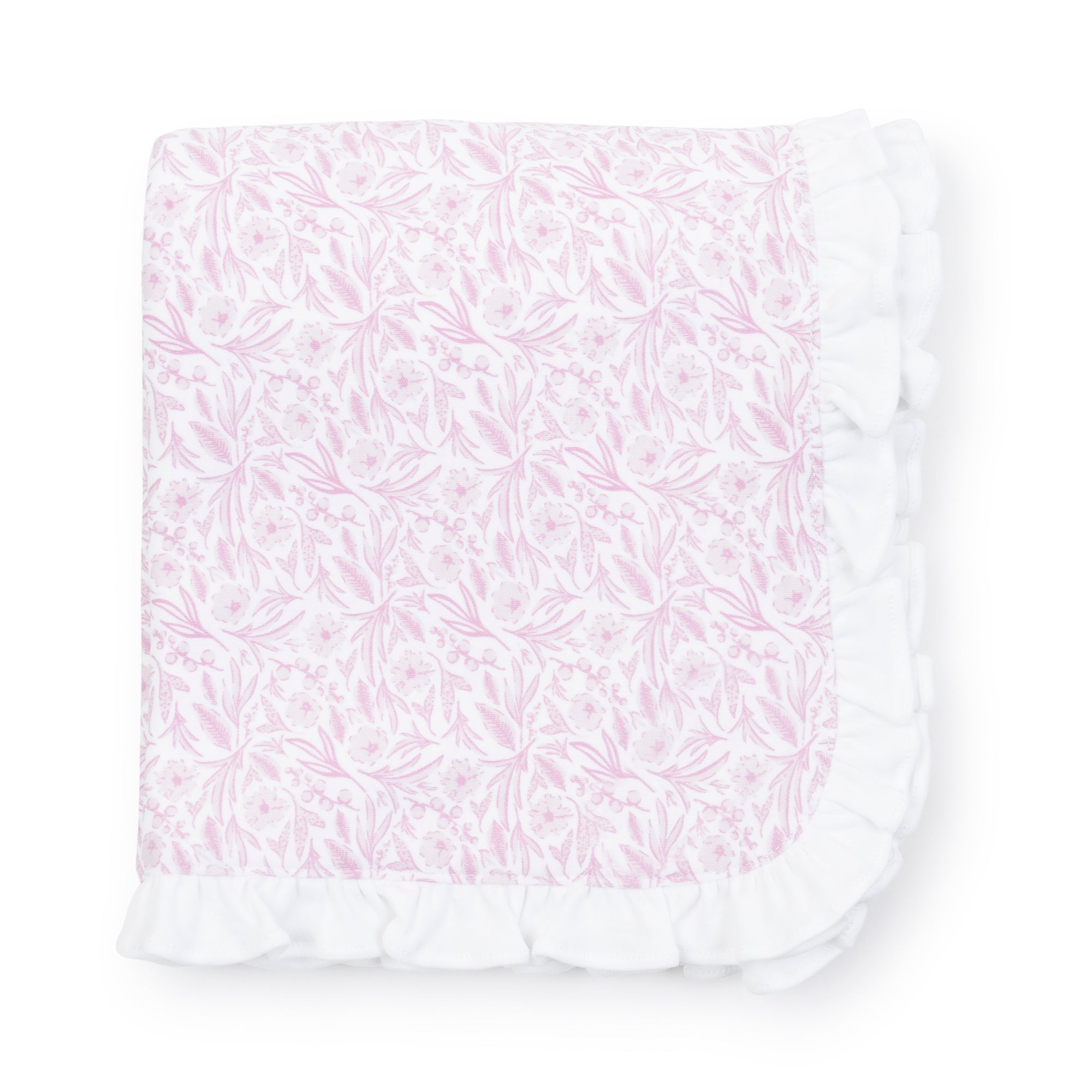 SALE Ruffled Girls' Pima Cotton Blanket - Pretty Pink Blooms