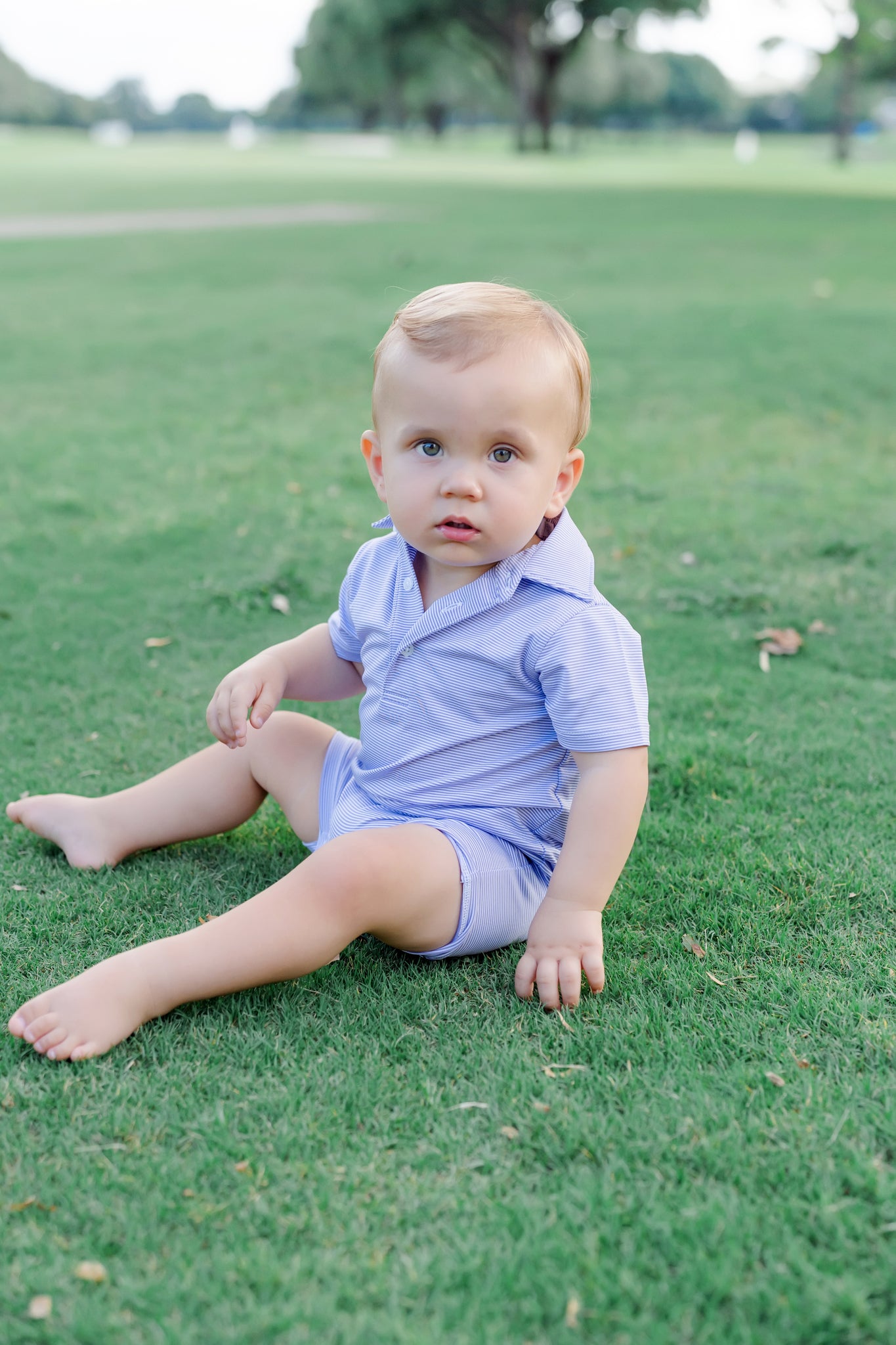 Austin Boys' Polo Shortall by LH Sport - Purple Stripes