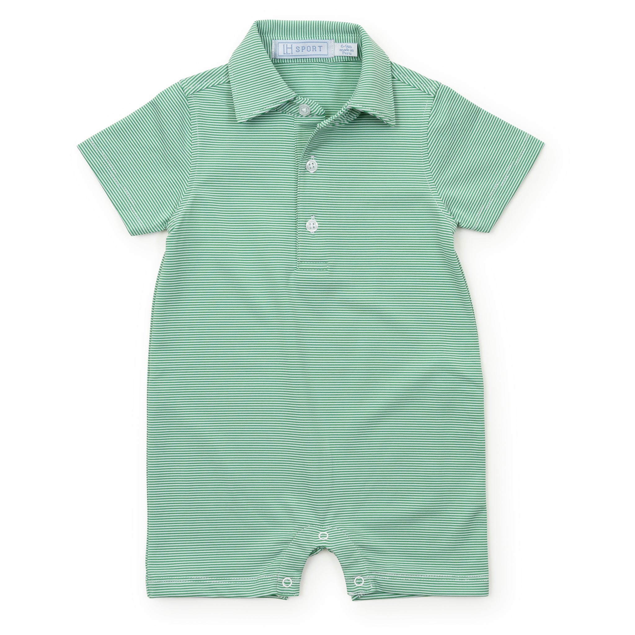 Austin Boys' Polo Shortall by LH Sport - Green Stripes