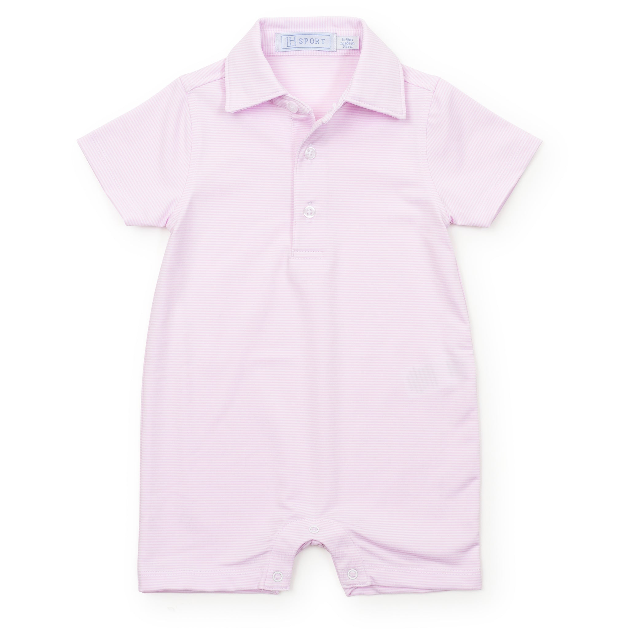 Austin Boys' Polo Shortall by LH Sport - Pink Stripes