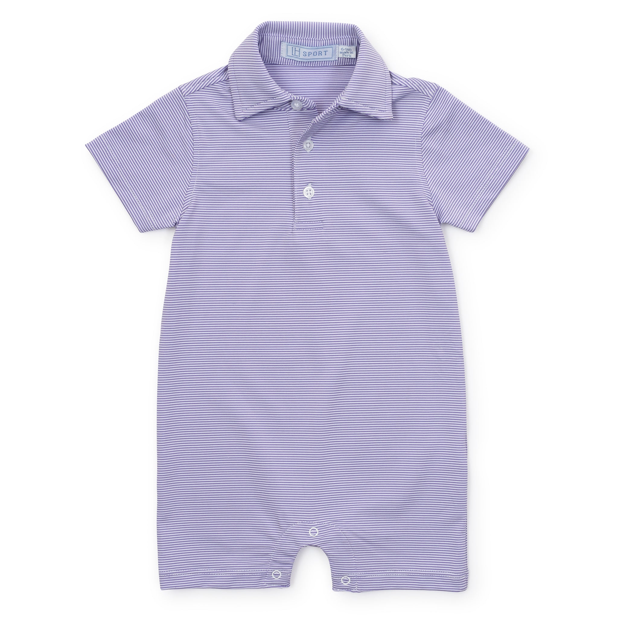 Austin Boys' Polo Shortall by LH Sport - Purple Stripes