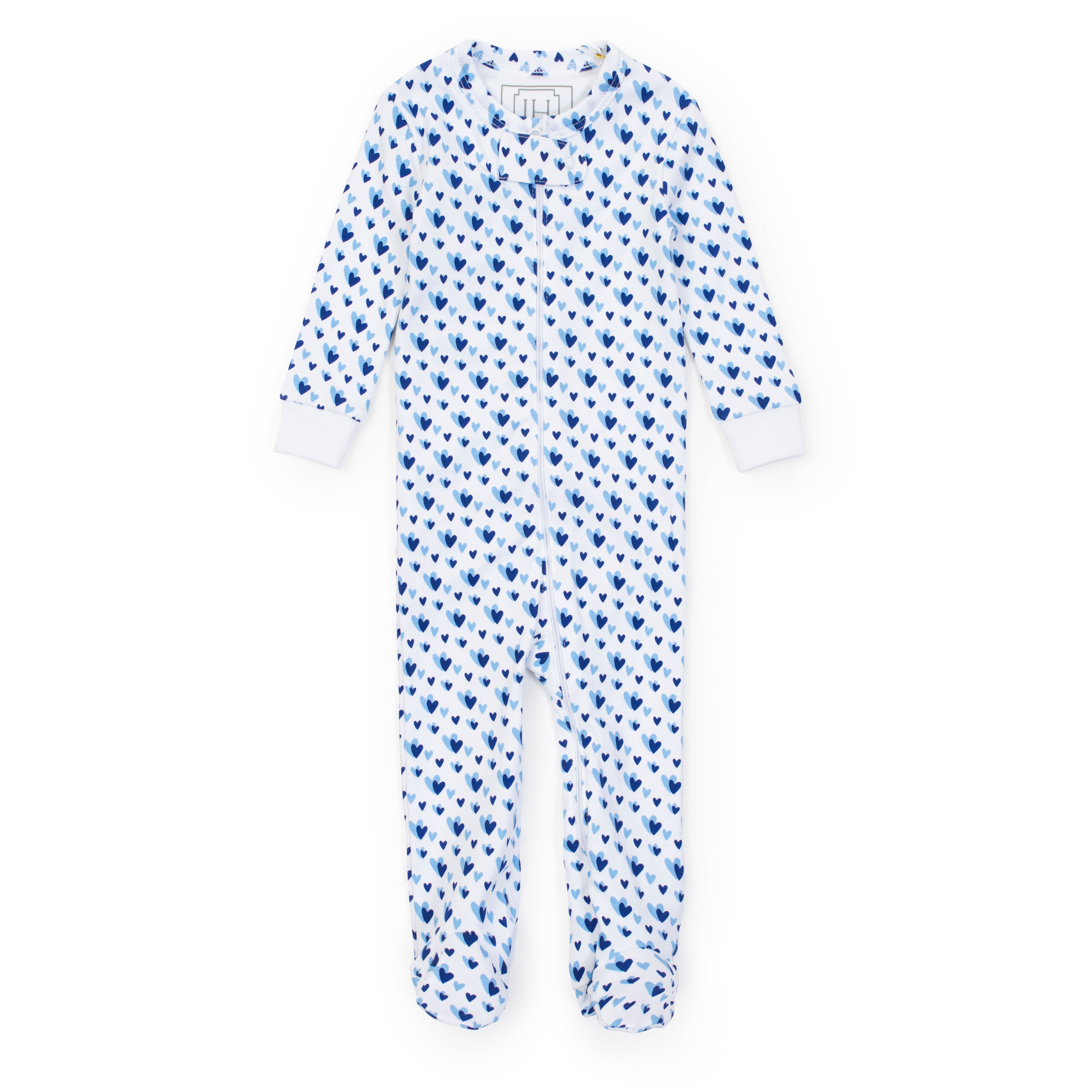 Parker Boys' Zipper Pajama - Heart to Heart Blue