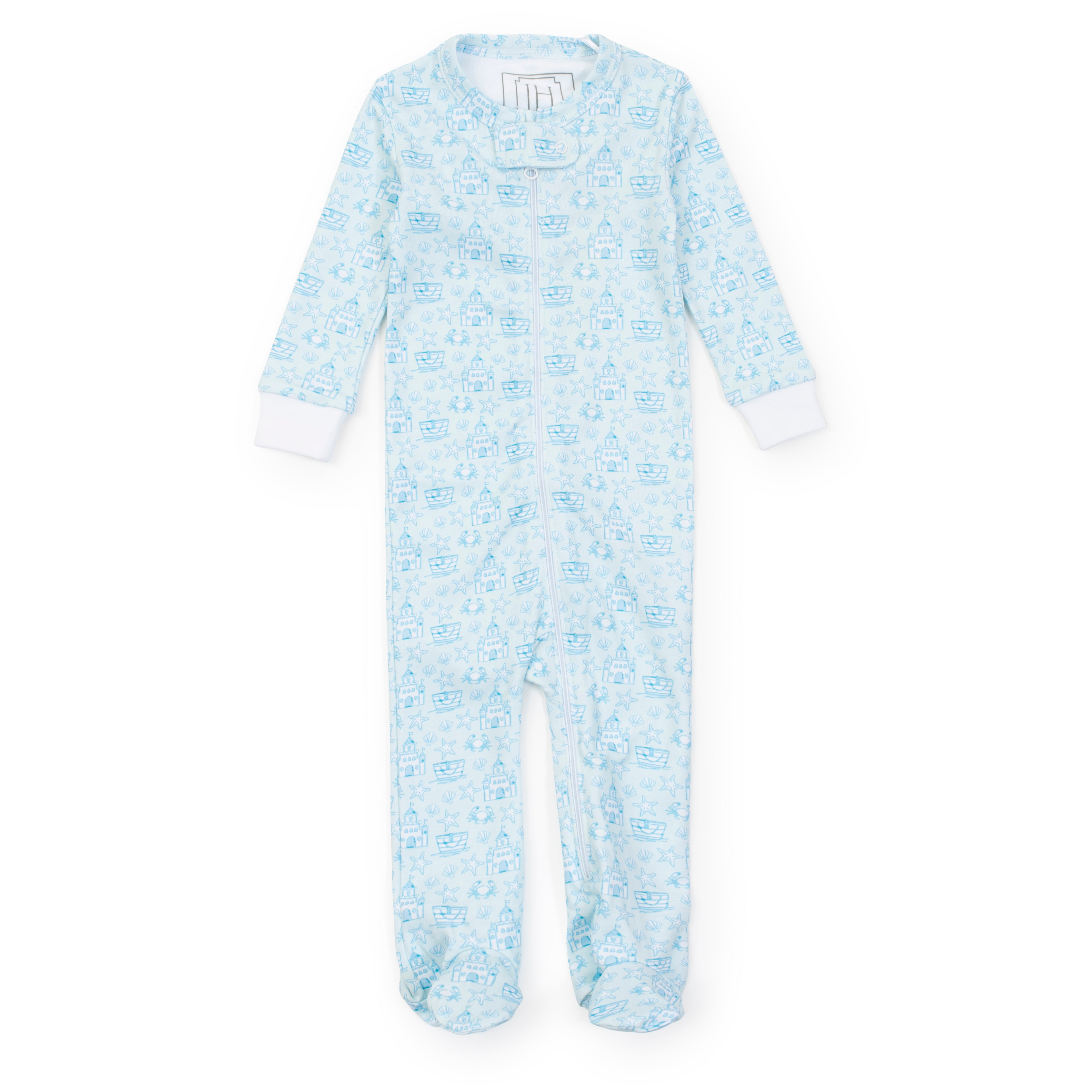 Parker Boys' Zipper Pajama - Sandcastles Blue