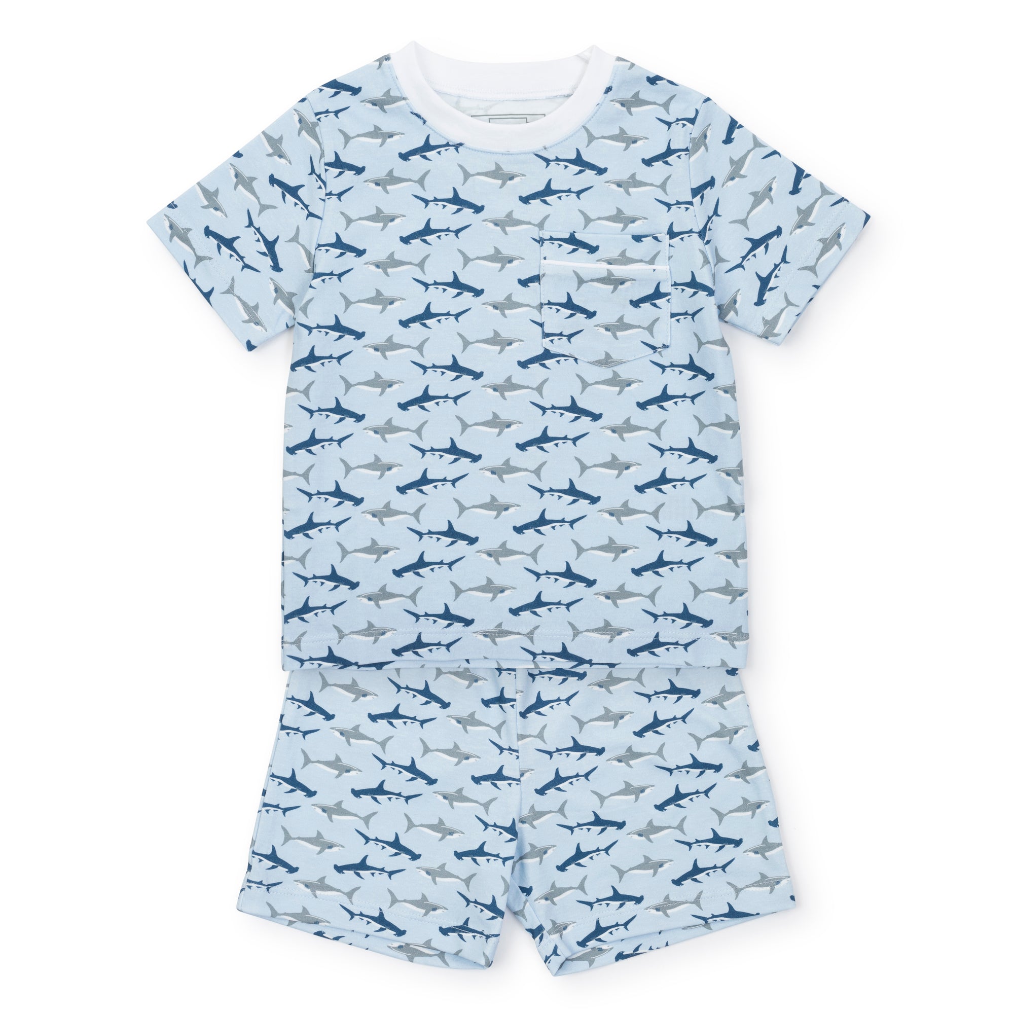 Charles Boys' Pima Cotton Short Set - Swimming Sharks