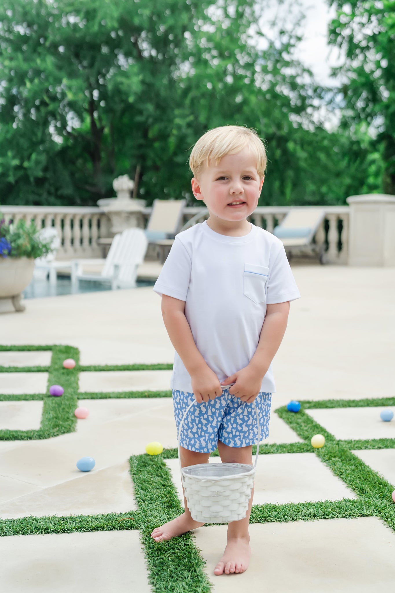 Walker Boys' Short Set - Easter Time Blue