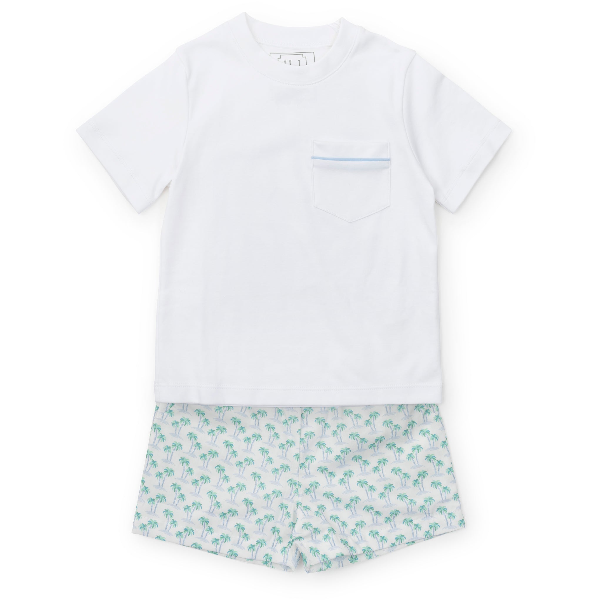 Hudson Boys' Short Set - Palm Tree Isle Blue