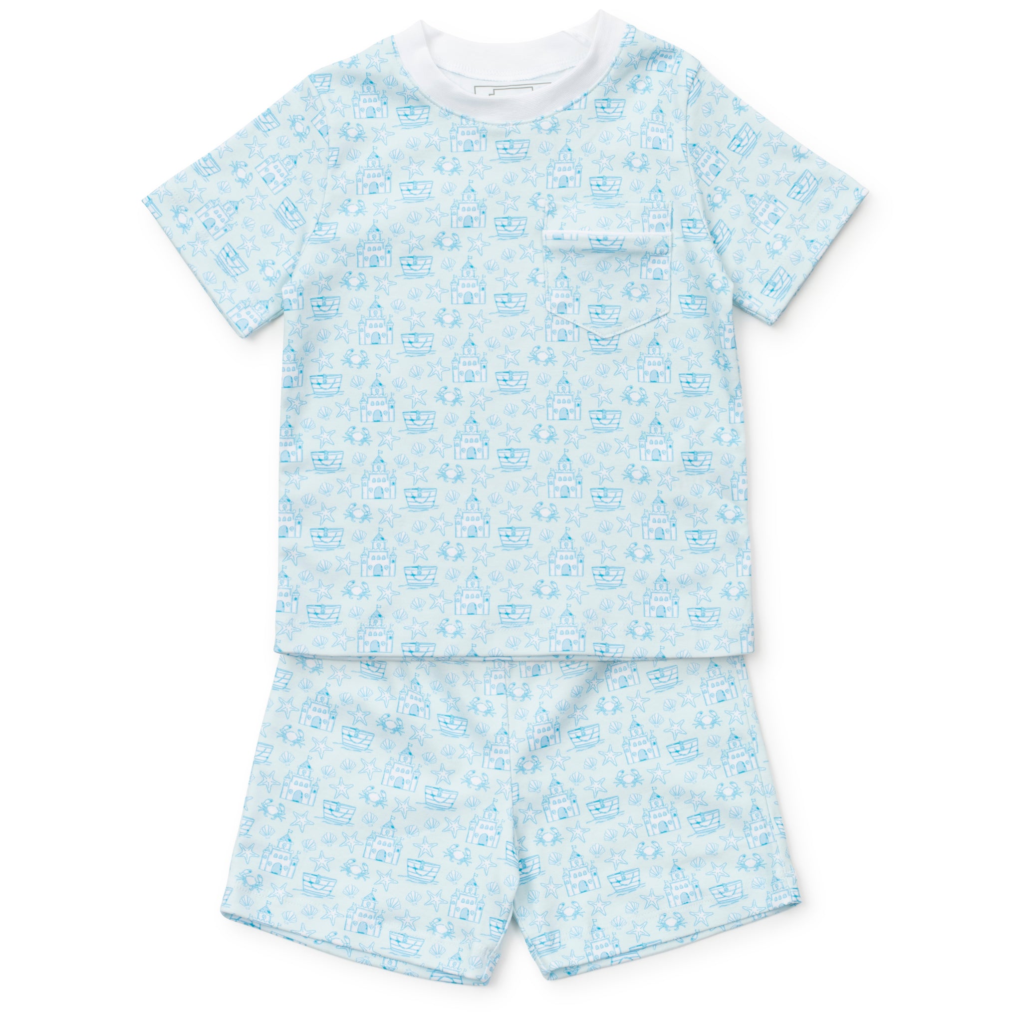 Charles Boys' Short Set - Sandcastles Blue