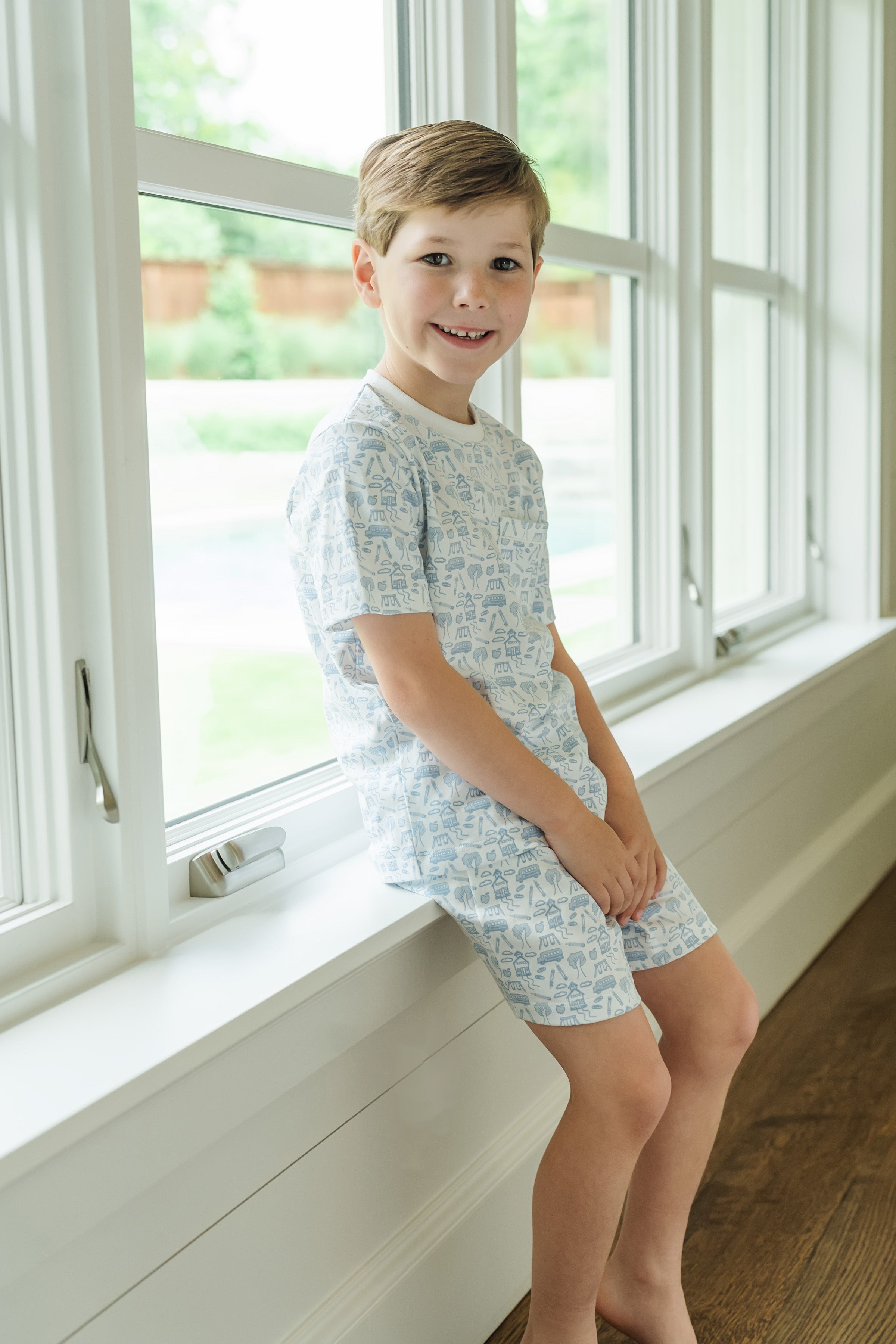 SALE Charles Boys' Short Set - School Days Blue