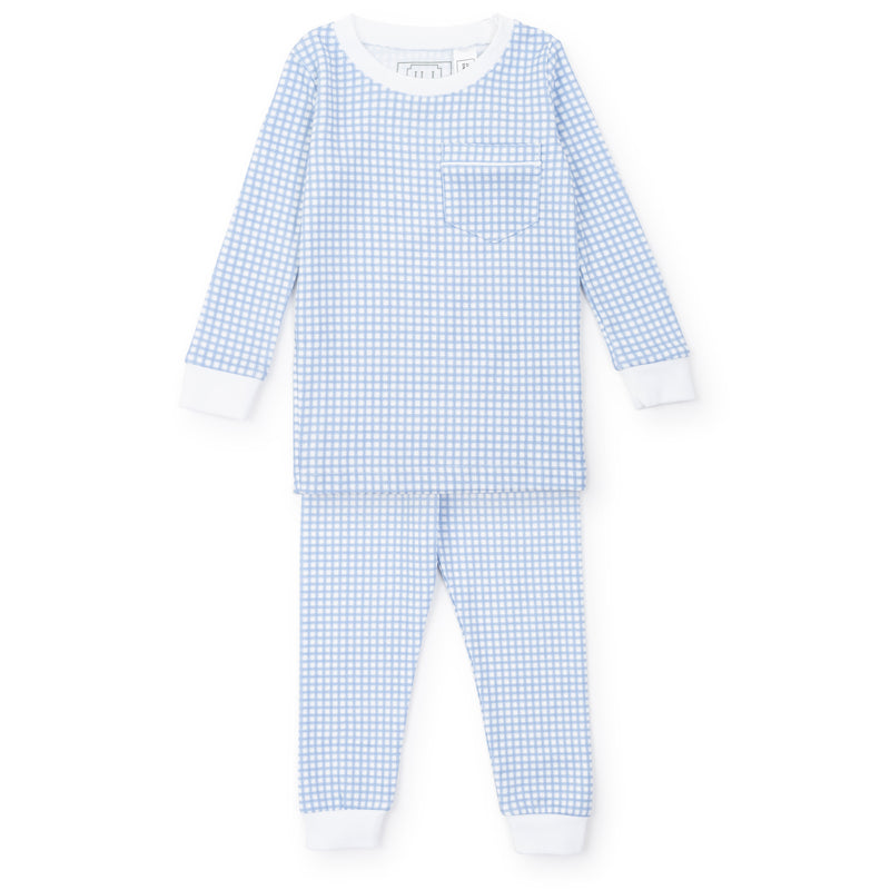 SALE Bradford Boys’ Pima Cotton Pajama Pant Set - Light Blue Box Plaid