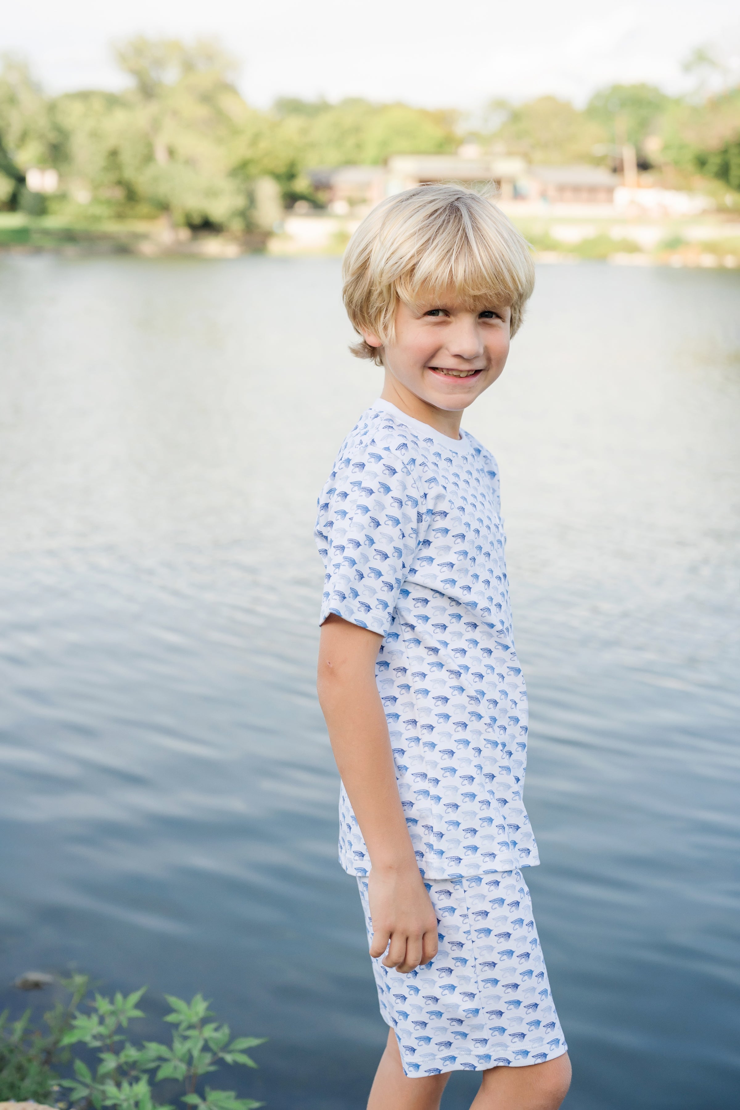 Charles Boys' Pima Cotton Short Set - Fly Fishing