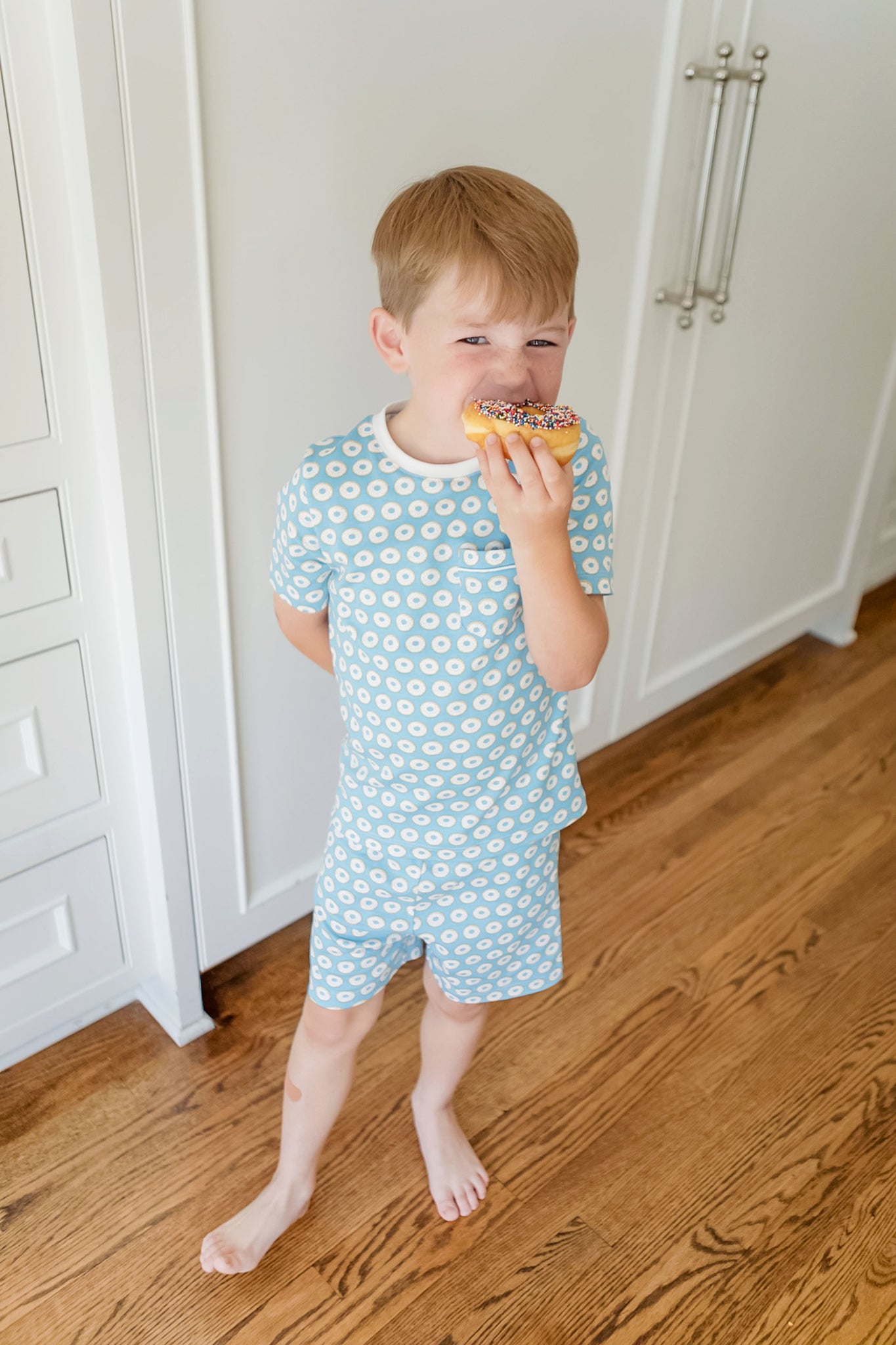 Charles Boys' Pima Cotton Short Set - Donuts Blue