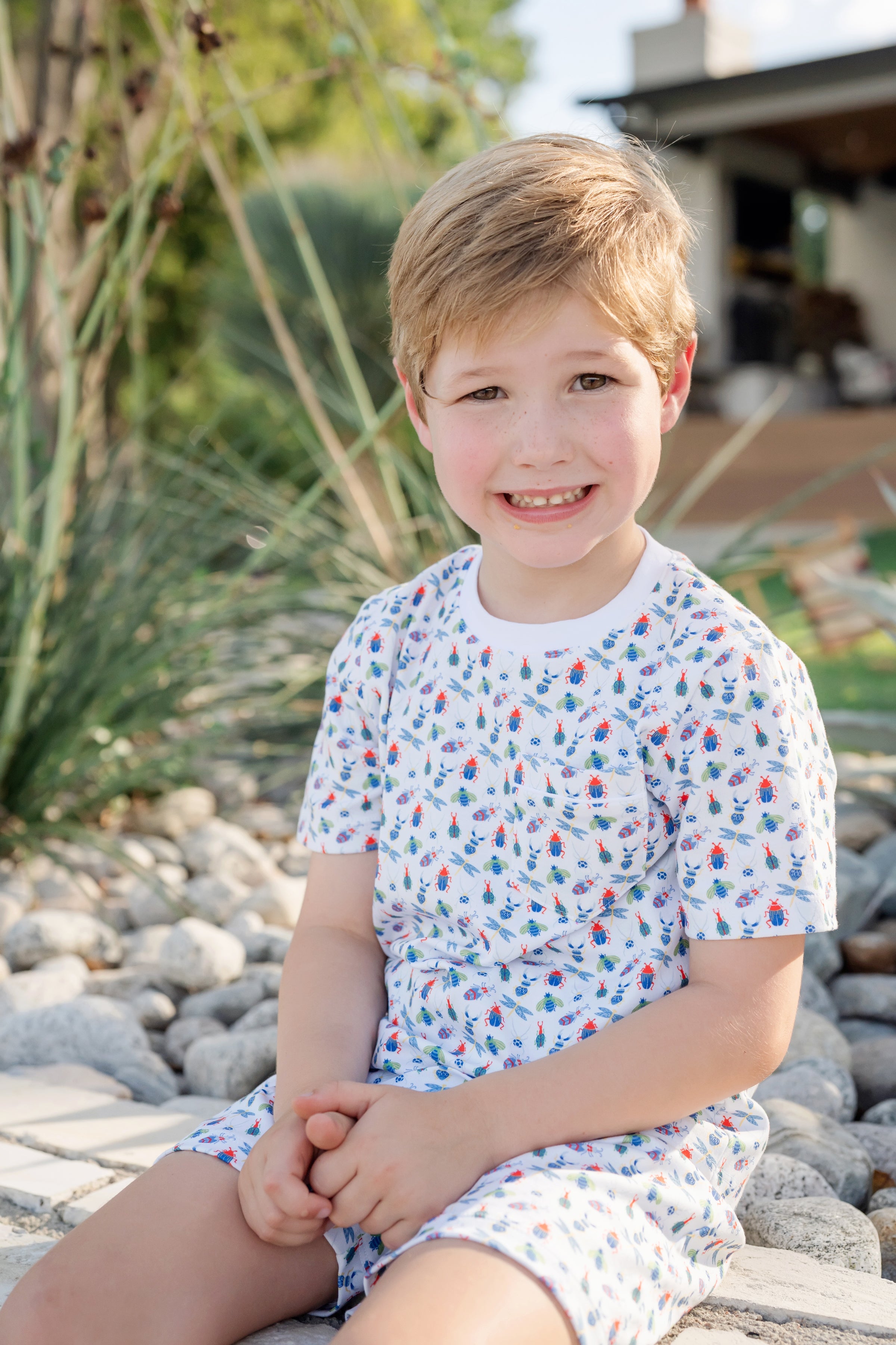 Charles Boys' Pima Cotton Short Set - Busy Bugs