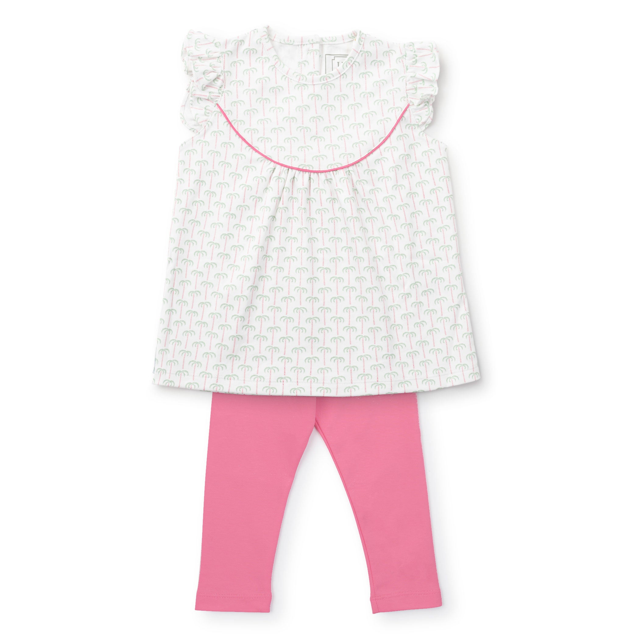 Ella Girls' Pima Cotton Legging Set - Pacific Palms Pink