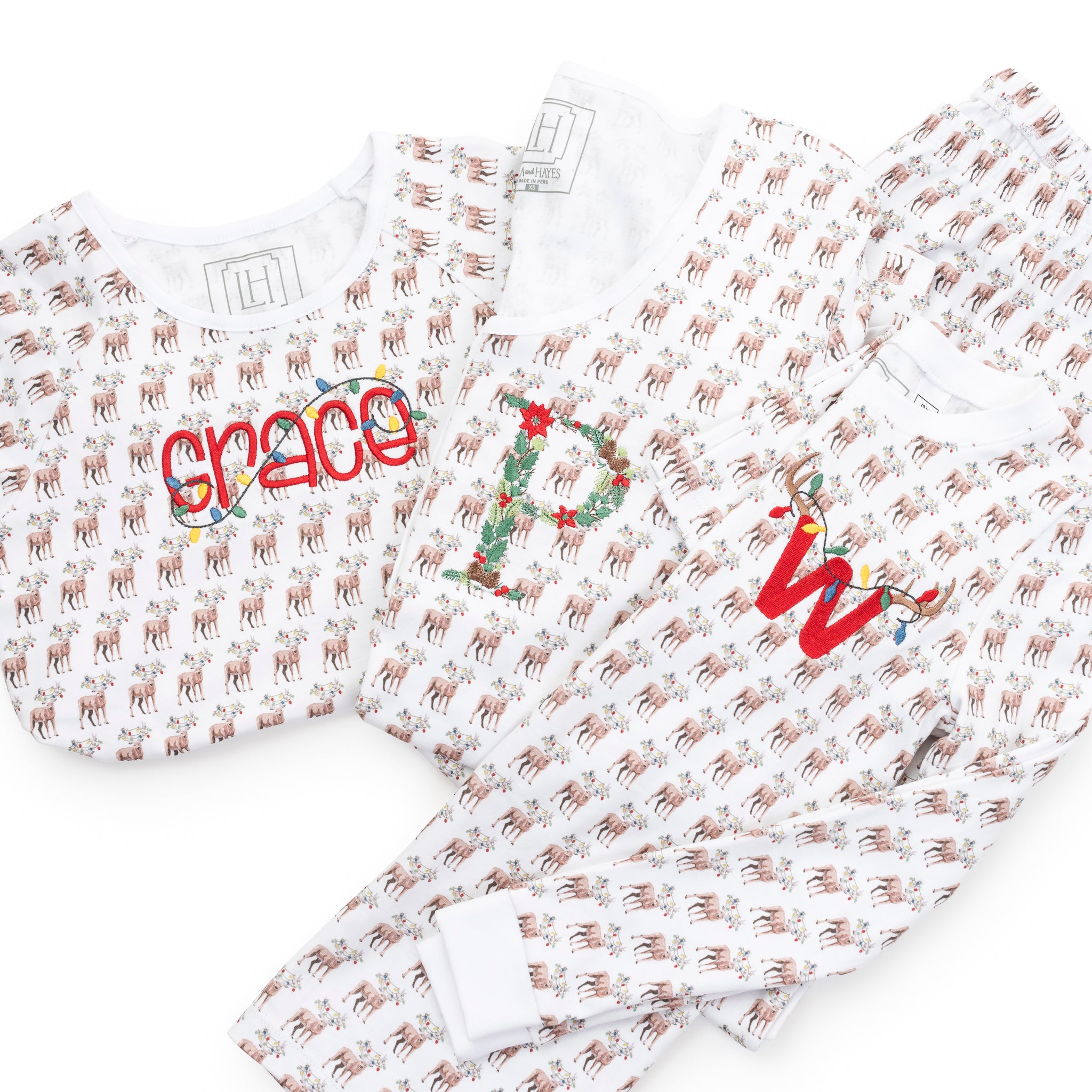 Calli Women's Longsleeve Pajama Pant Set - Festive Deer