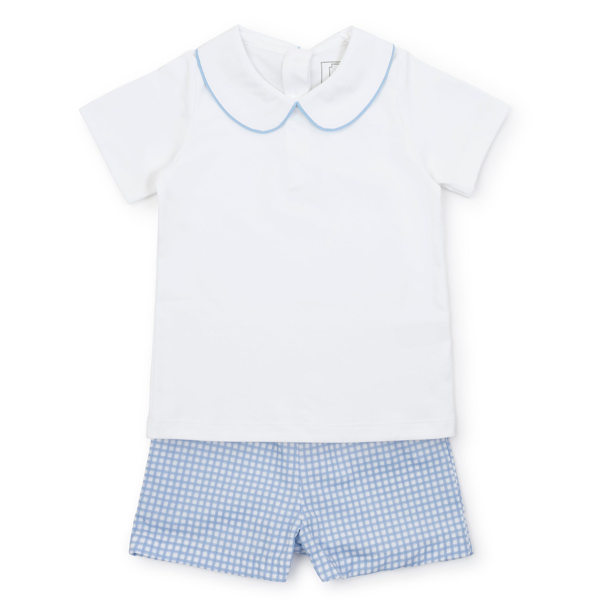 Field Boys' Pima Cotton Short Set - Light Blue Box Plaid