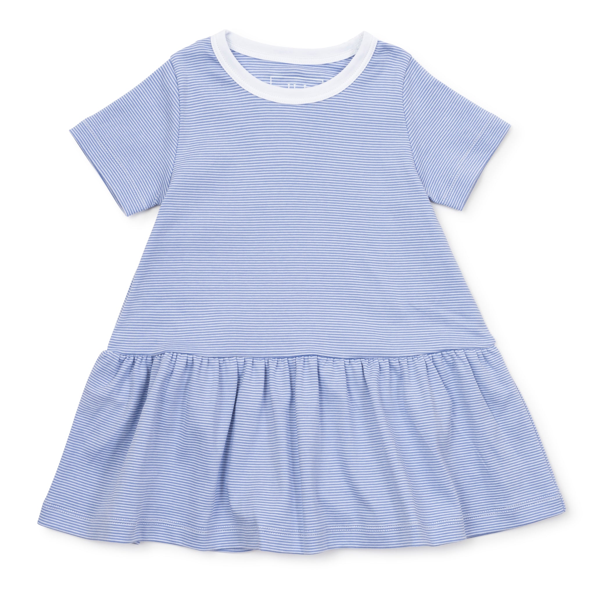 Lottie Girls' Dress - Blue and White Stripes