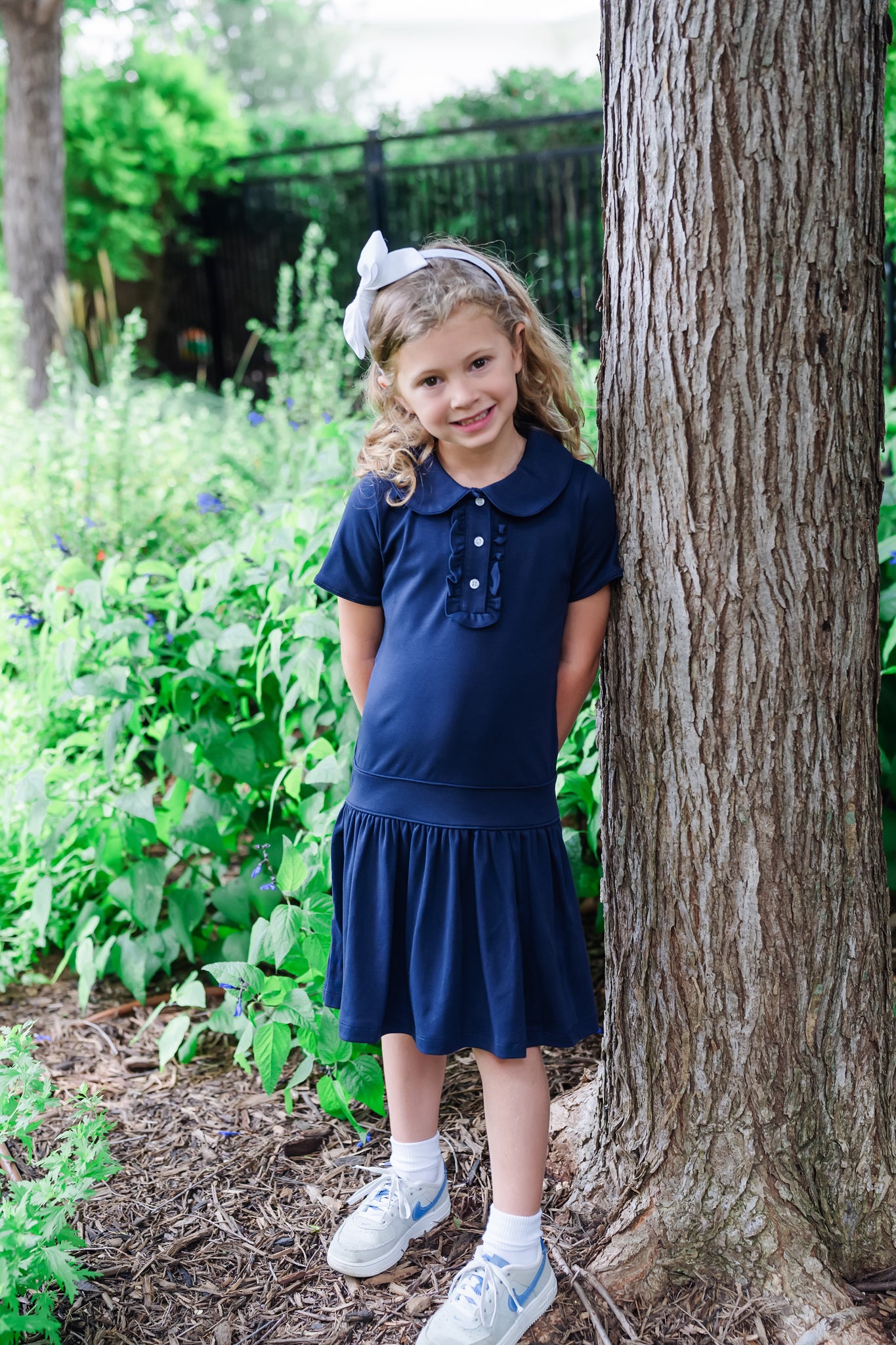 Sydney Girls' Pima Cotton Dress - Navy