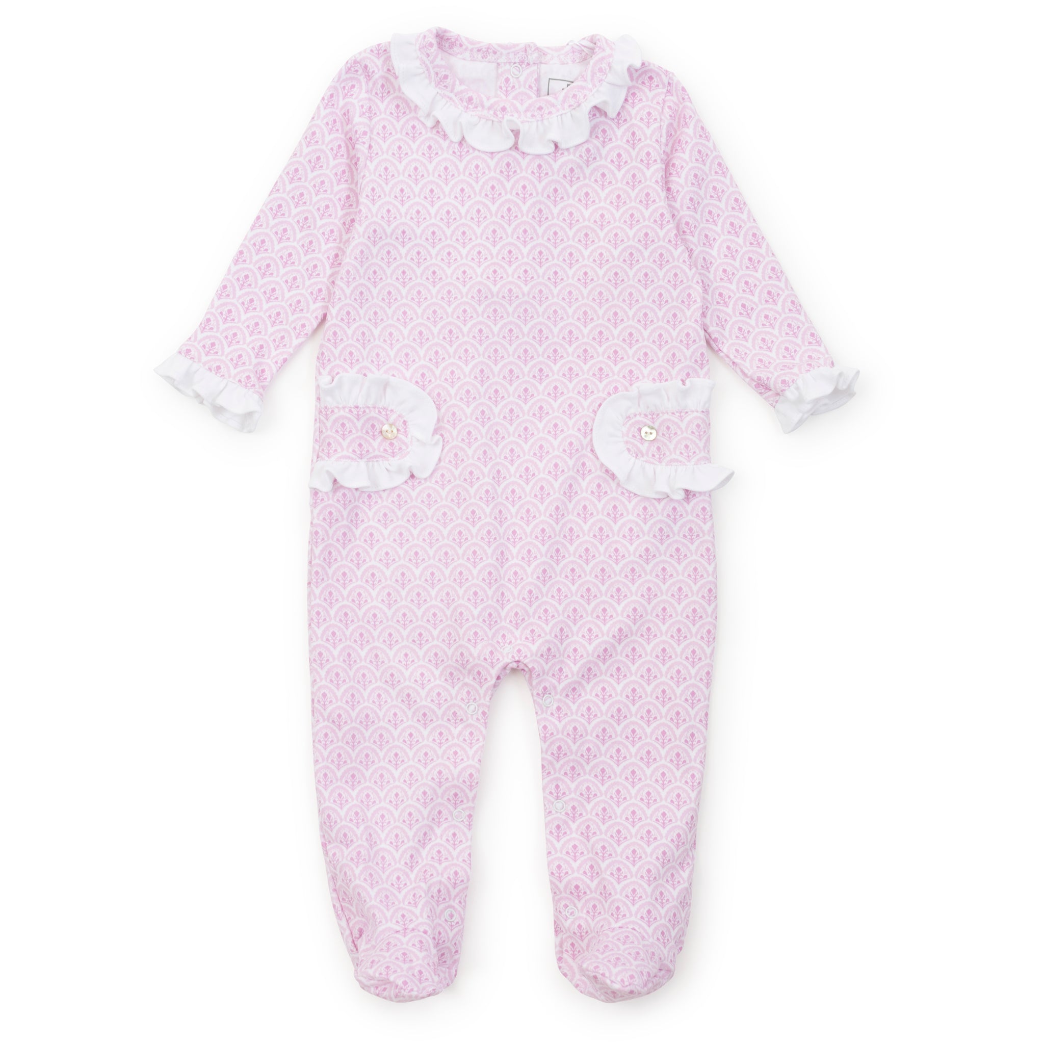 Lucy Girls' Romper - Scalloped in Pink