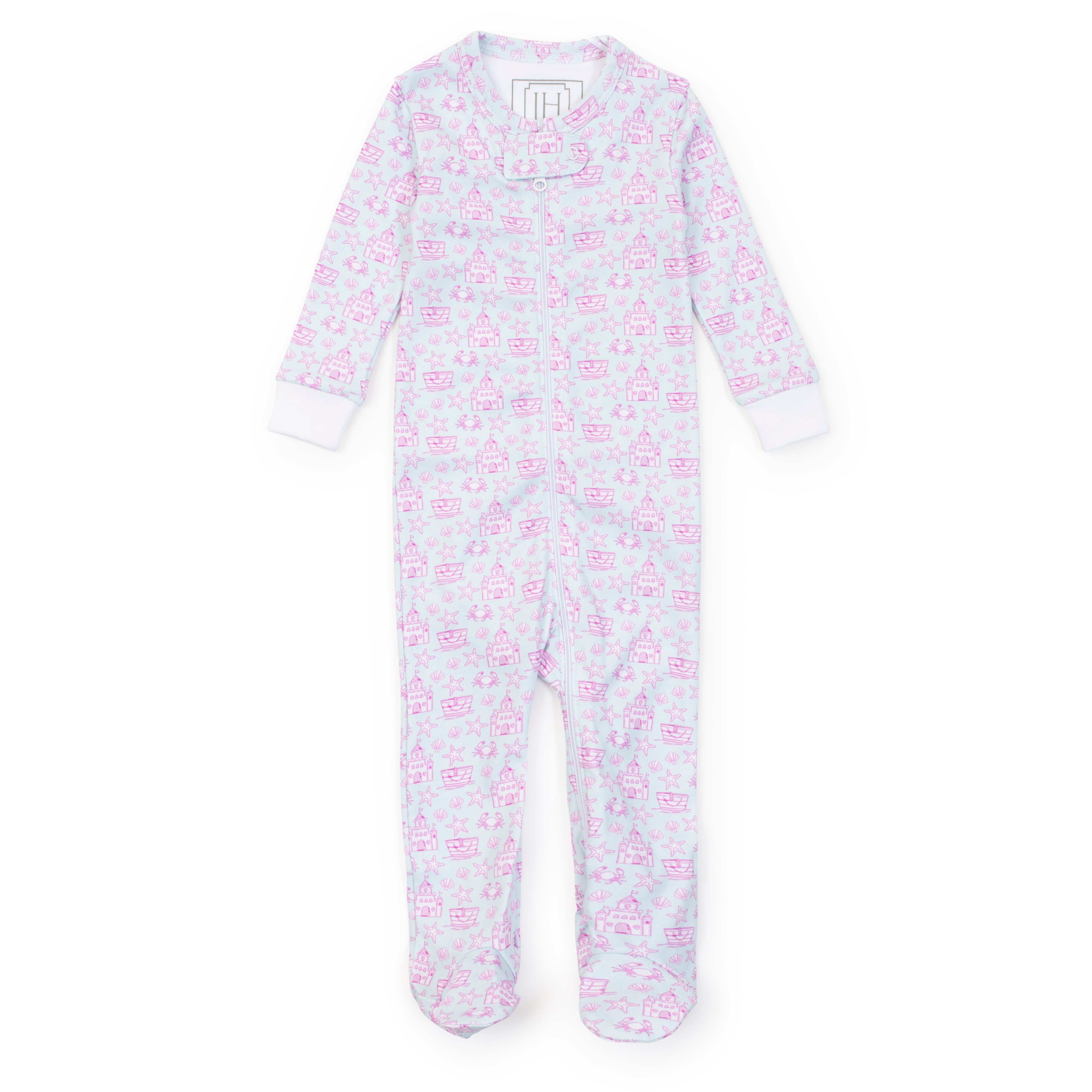 Parker Girls' Zipper Pajama - Sandcastles Pink