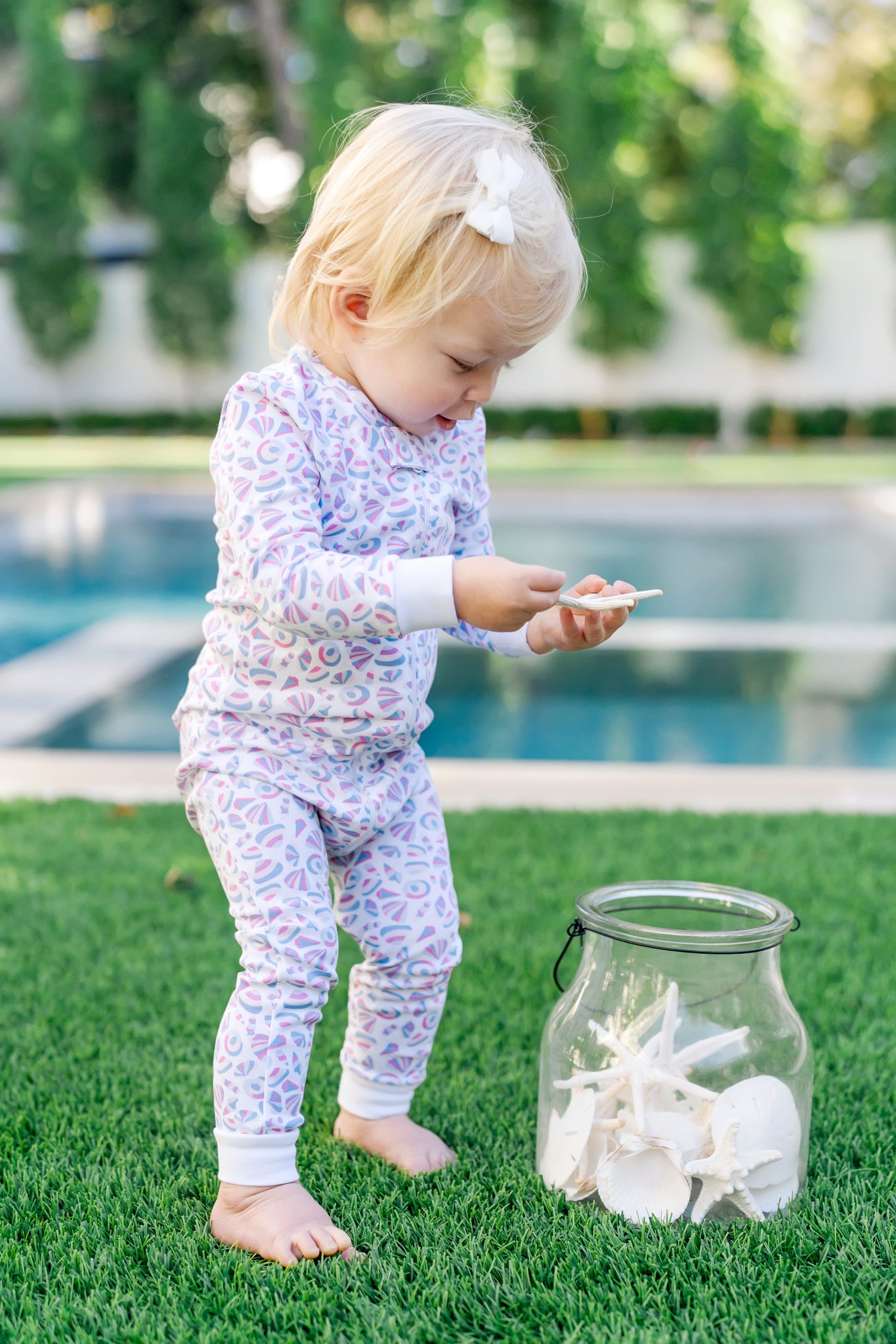 Parker Girls' Zipper Pajama - Seashells on the Seashore