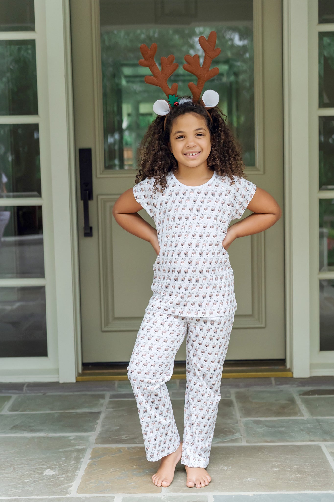 Merrick Girls' Pant Set - Festive Deer