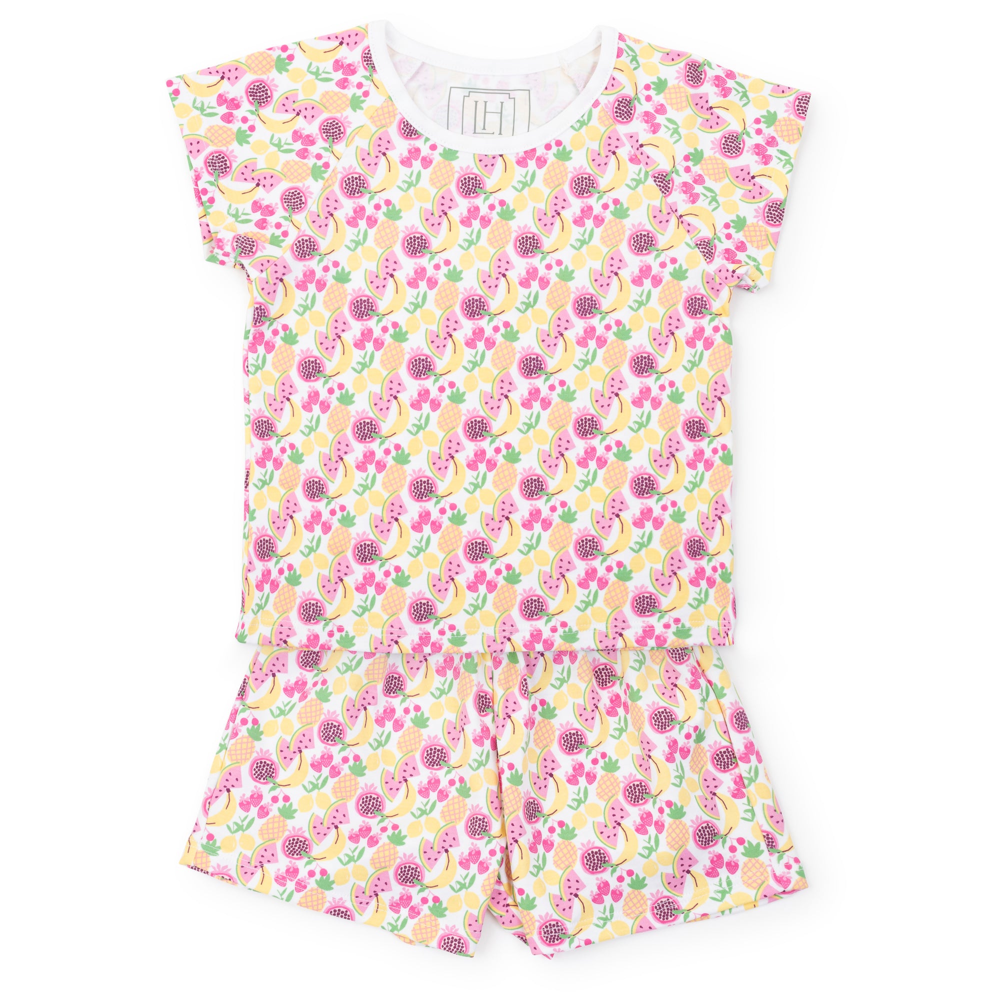 SALE Emery Girls' Pima Cotton Short Set - Tropical Fruit