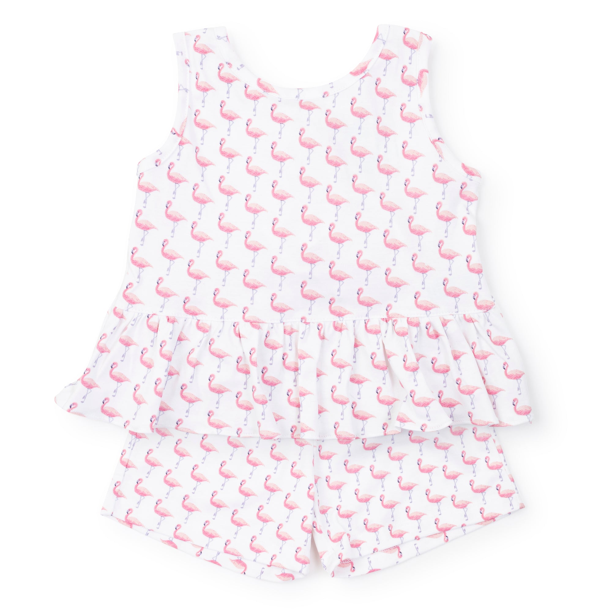 SALE Poppy Girls' Pima Cotton Short Set - Fabulous Flamingos