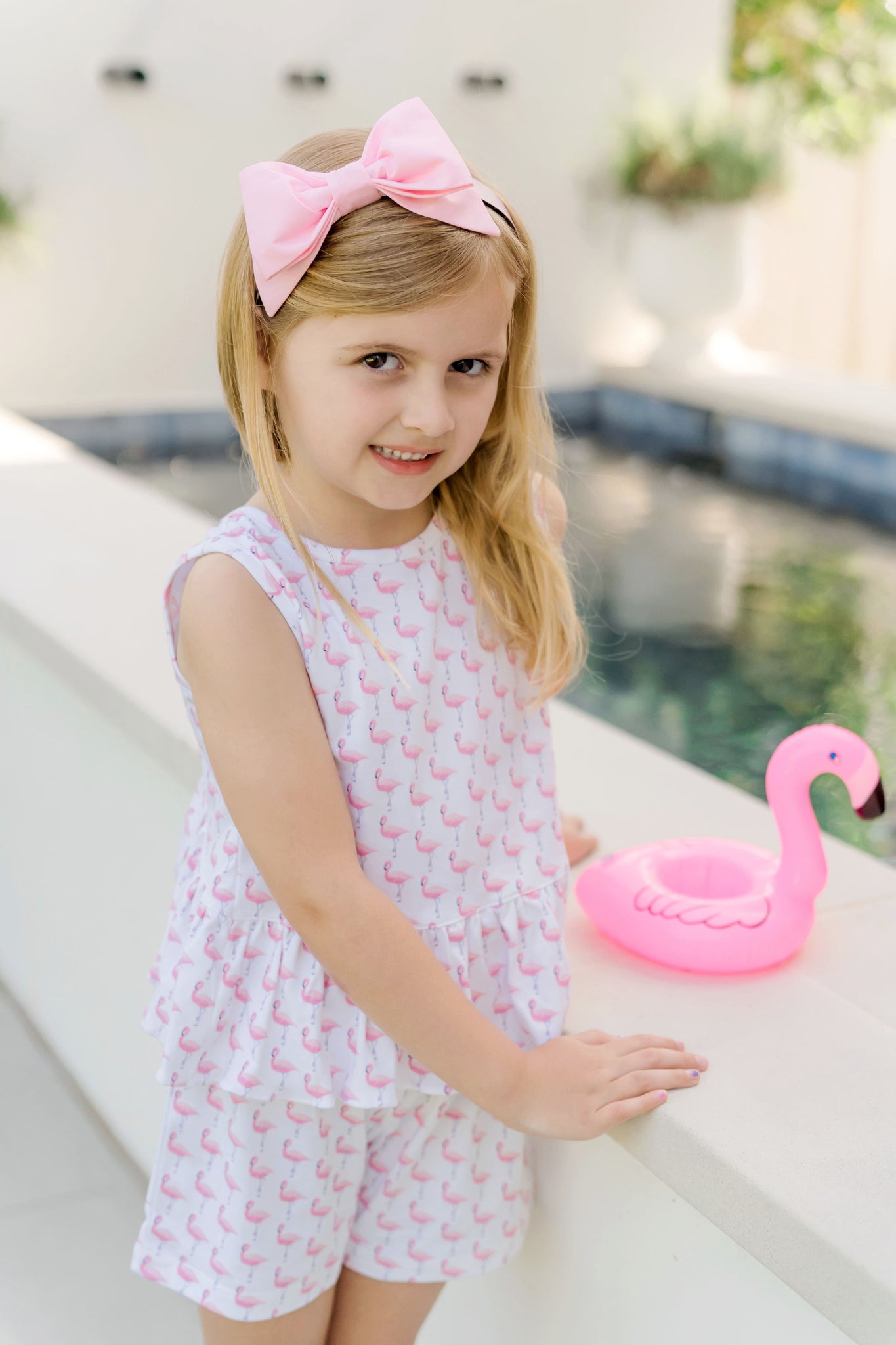 SALE Poppy Girls' Pima Cotton Short Set - Fabulous Flamingos