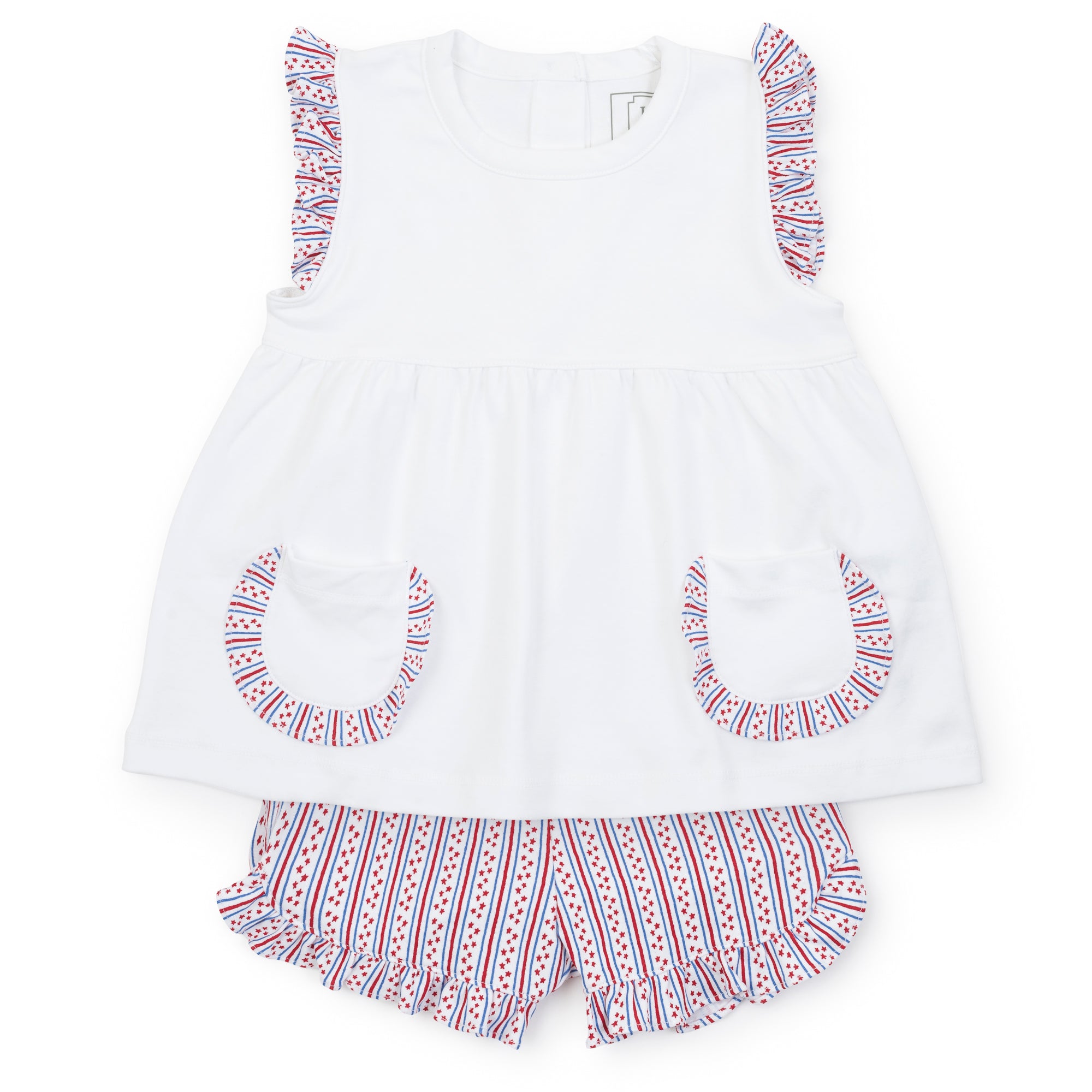 SALE Gentry Girls' Pima Cotton Short Set - Stars and Stripes