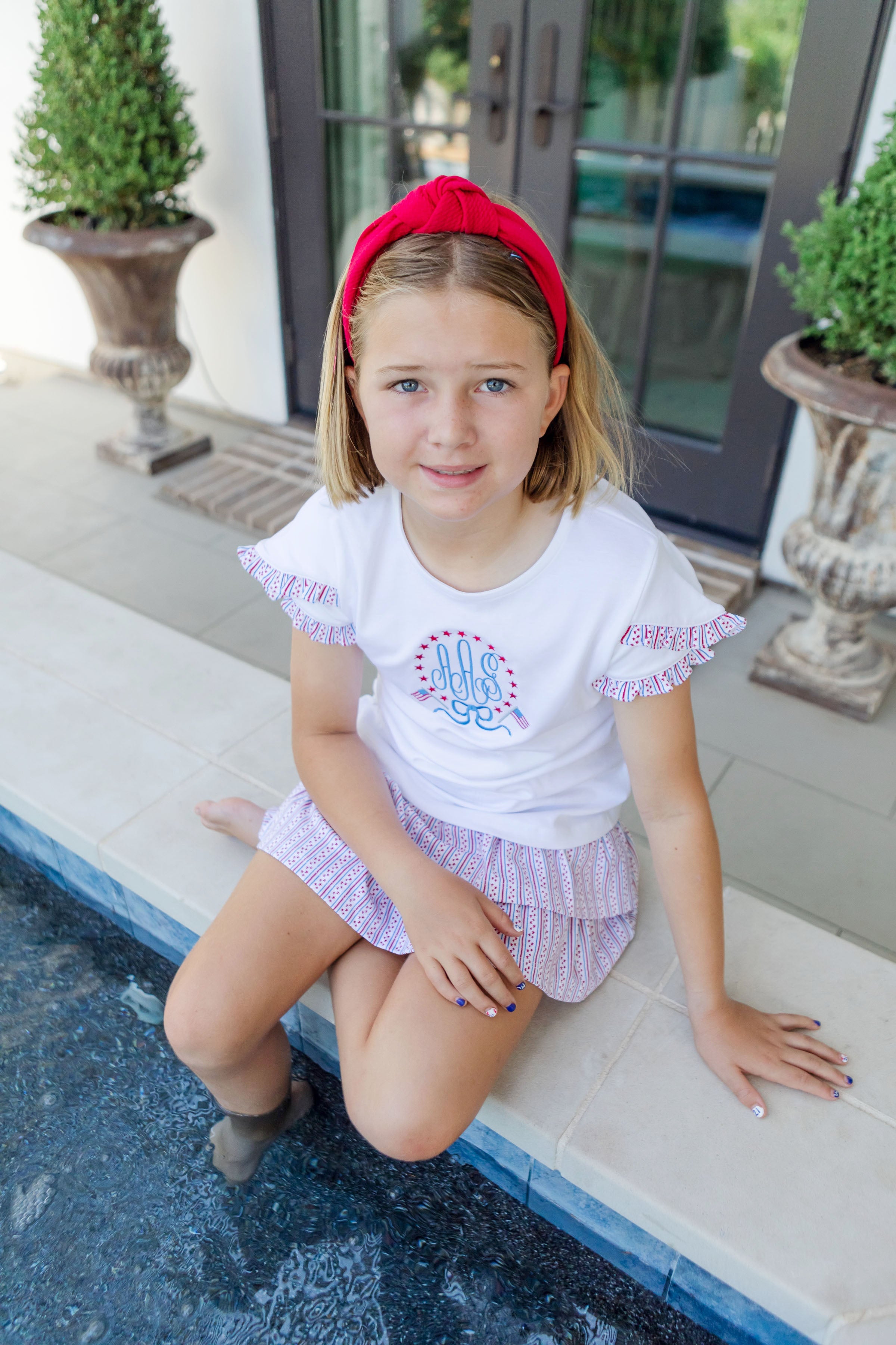 Winnie Girls' Pima Cotton Skirt Set - Stars and Stripes