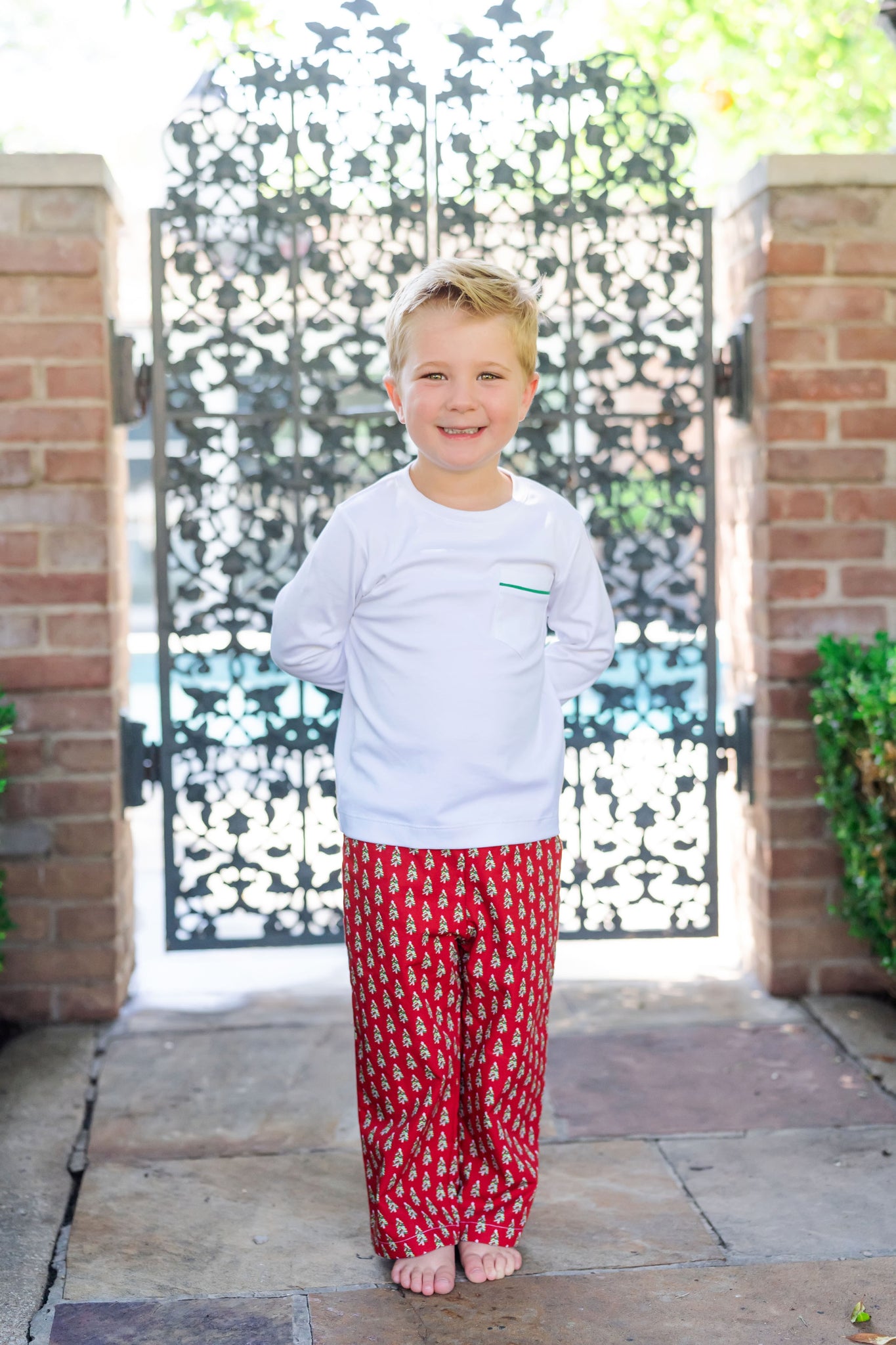 Harry Boys' Pima Cotton Pant Set - Oh Christmas Tree Red