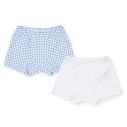SALE James Boys' Pima Cotton Underwear Set - Light Blue Box Plaid/White