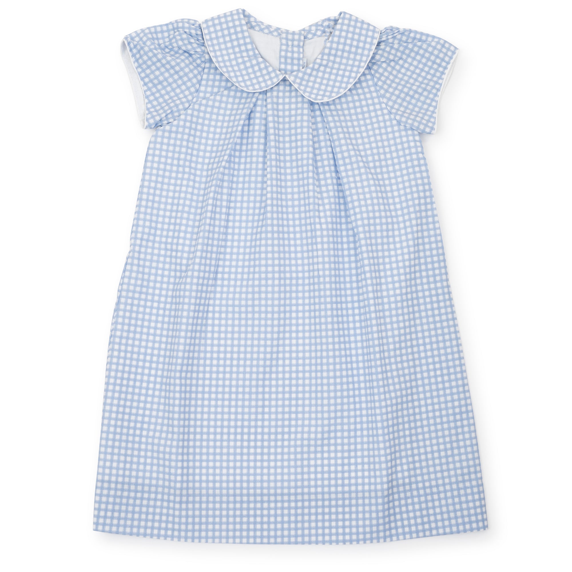 Kate Girls' Woven Pima Cotton Dress - Light Blue Box Plaid