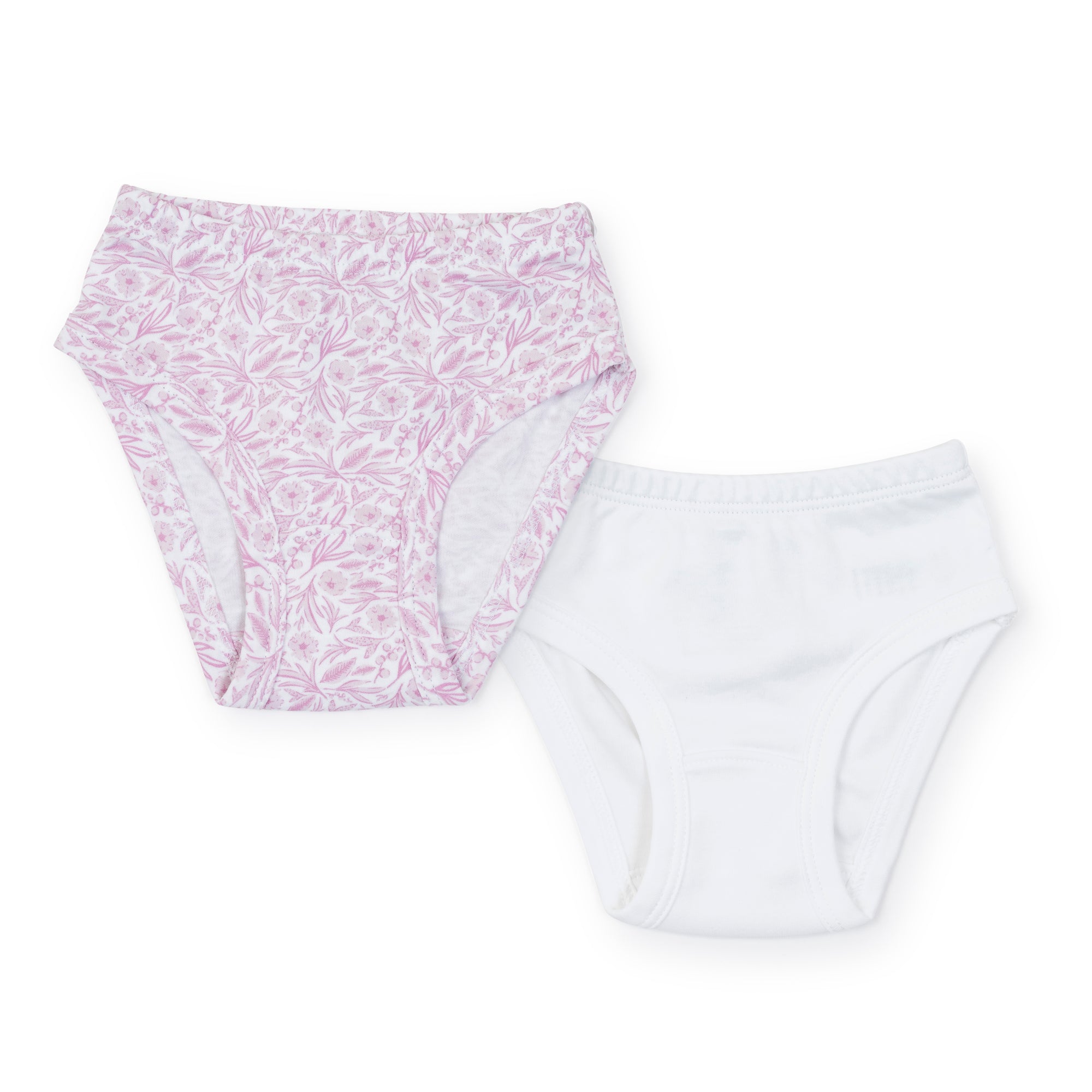 SALE Lauren Girls' Pima Cotton Underwear Set - Pretty Pink Blooms/White